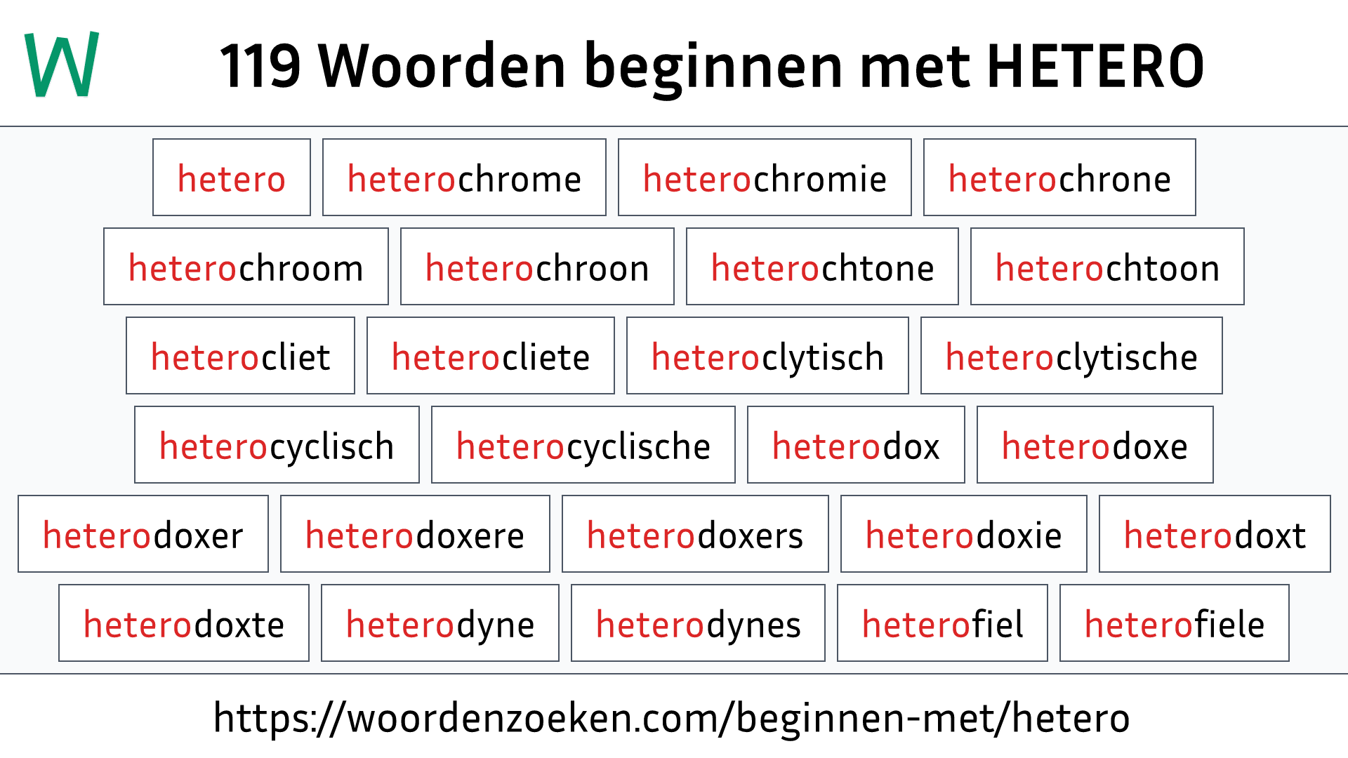 Woorden beginnen met HETERO