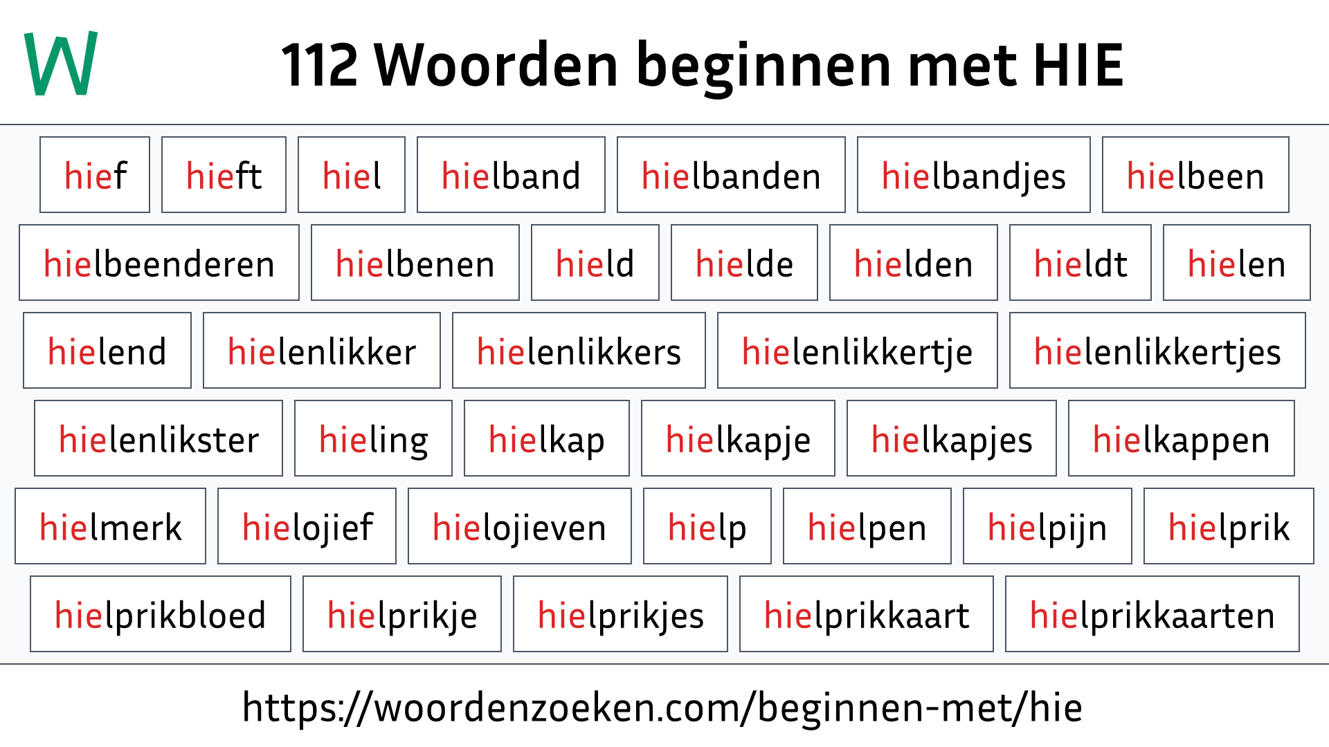 Woorden beginnen met HIE