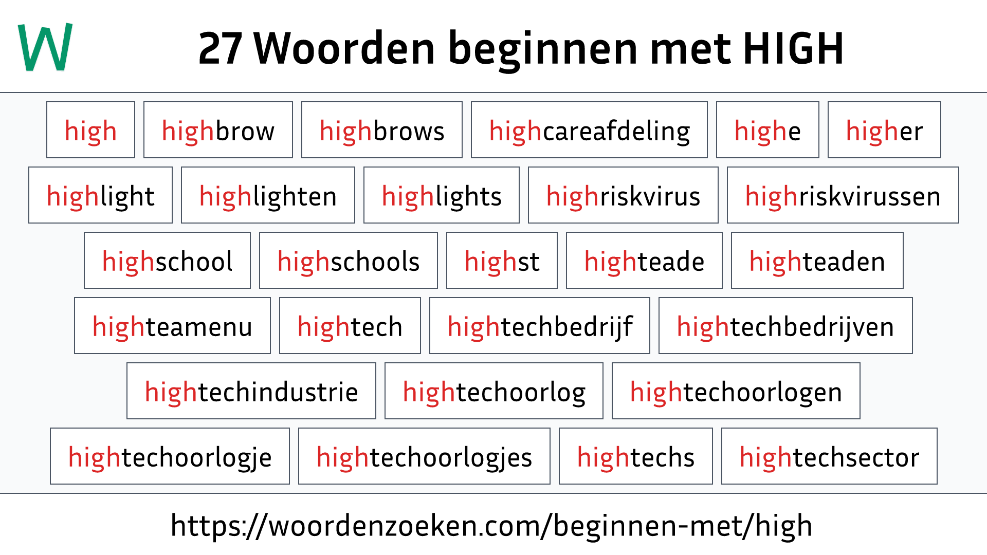 Woorden beginnen met HIGH
