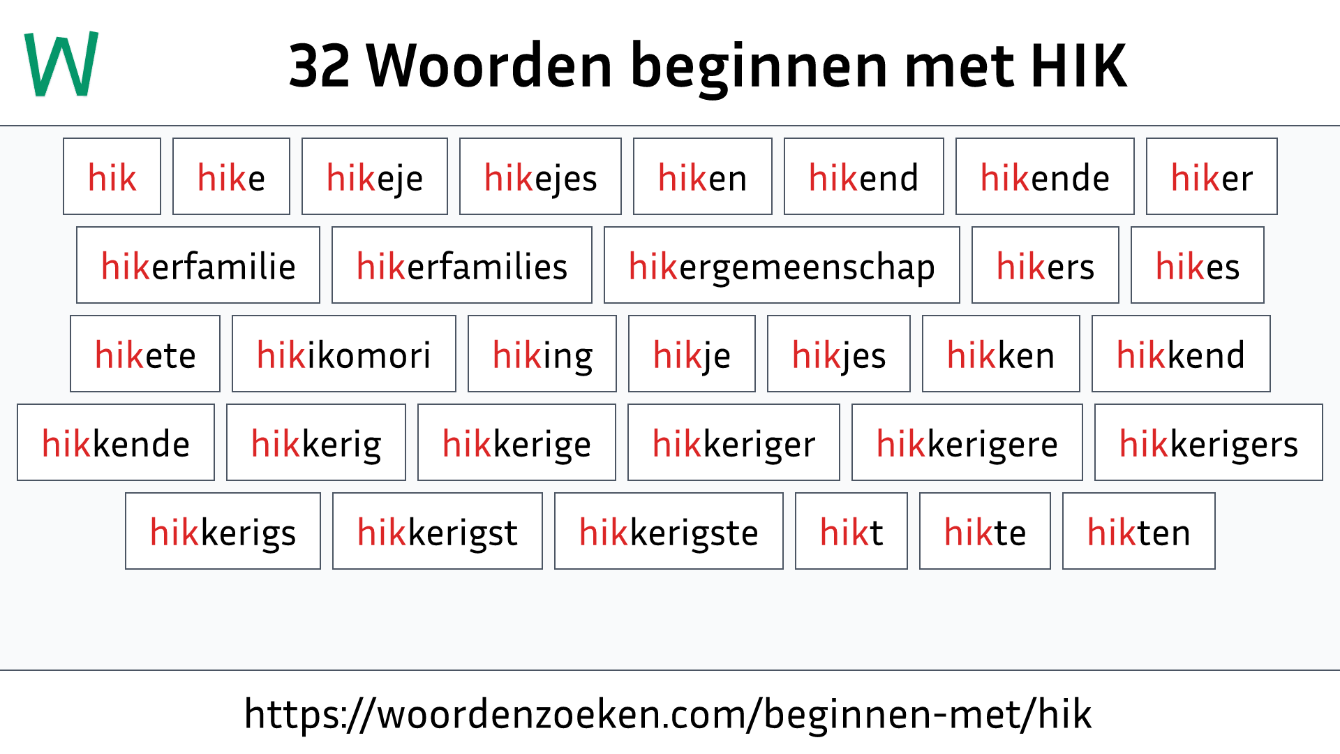 Woorden beginnen met HIK
