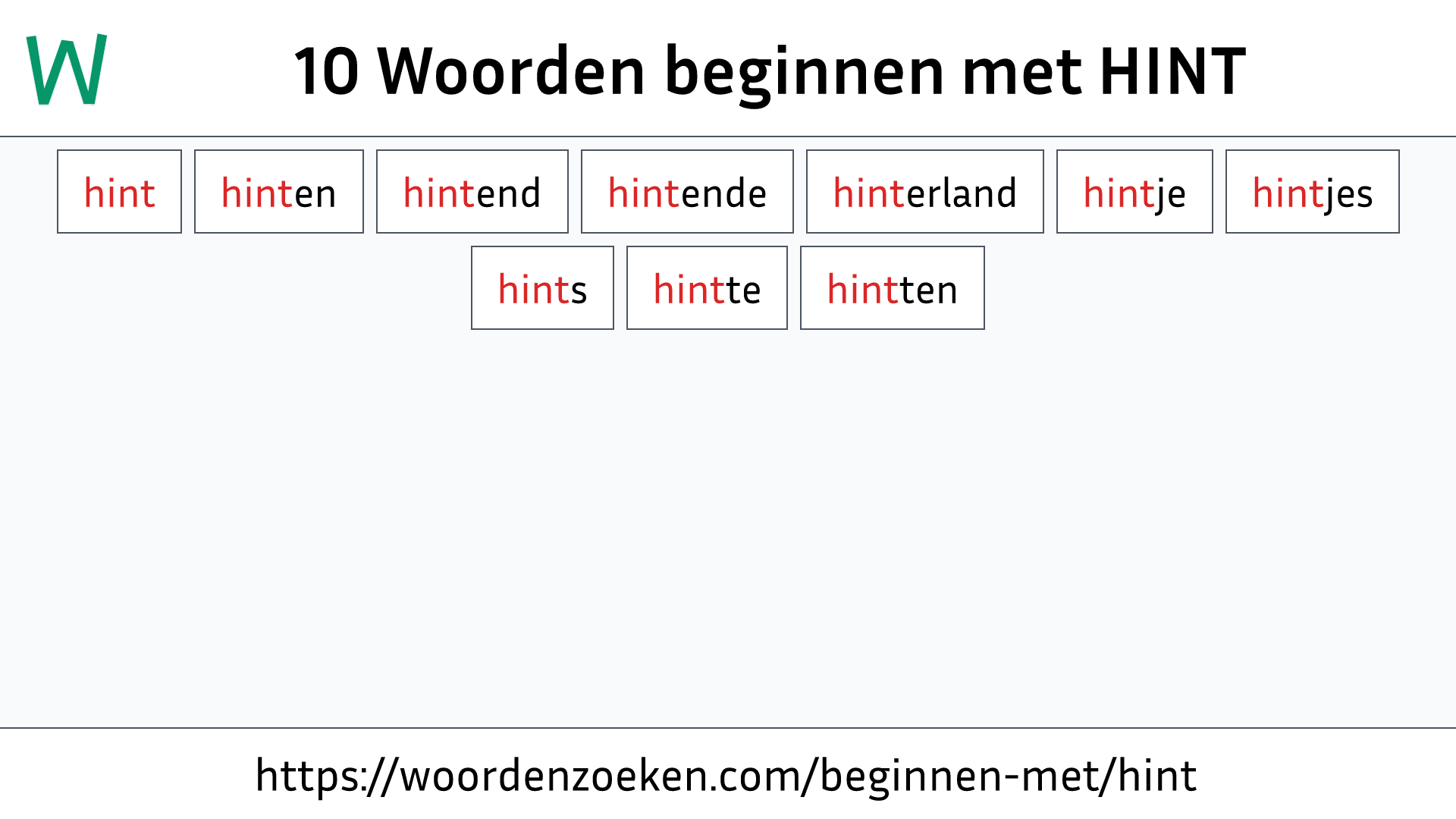 Woorden beginnen met HINT