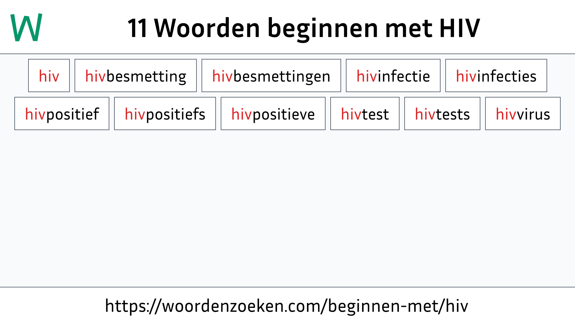 Woorden beginnen met HIV