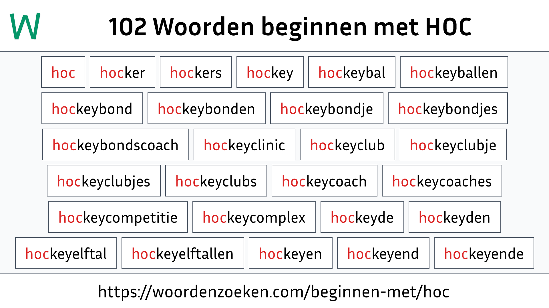 Woorden beginnen met HOC