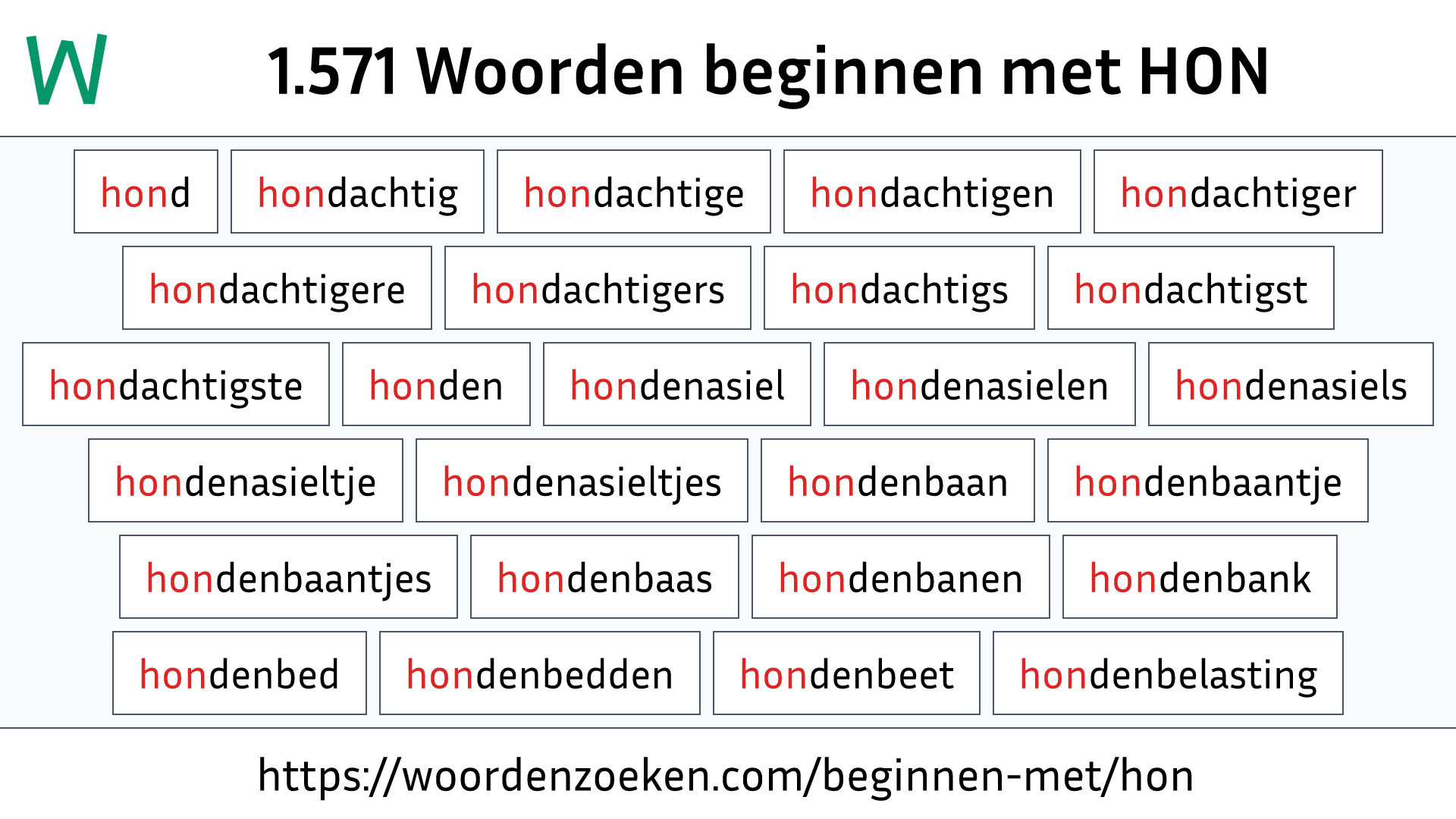 Woorden beginnen met HON