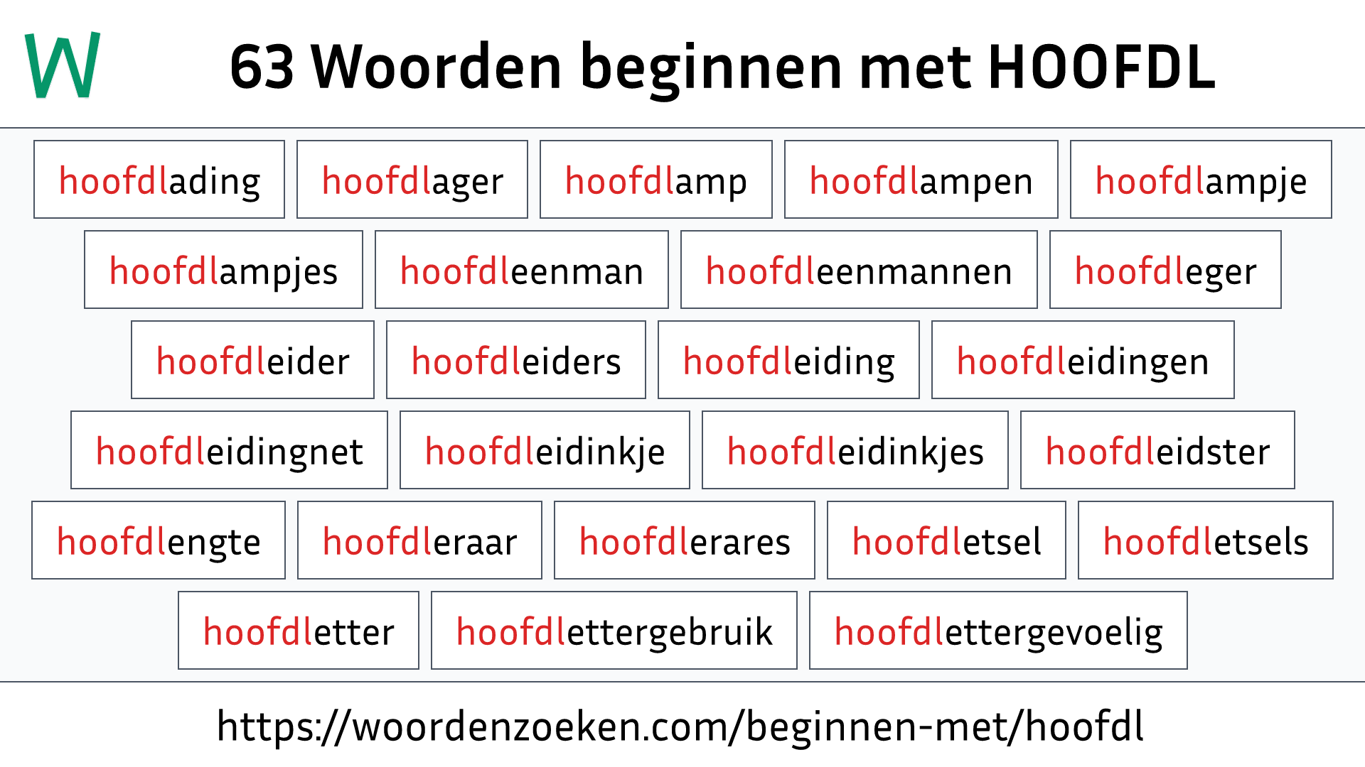 Woorden beginnen met HOOFDL