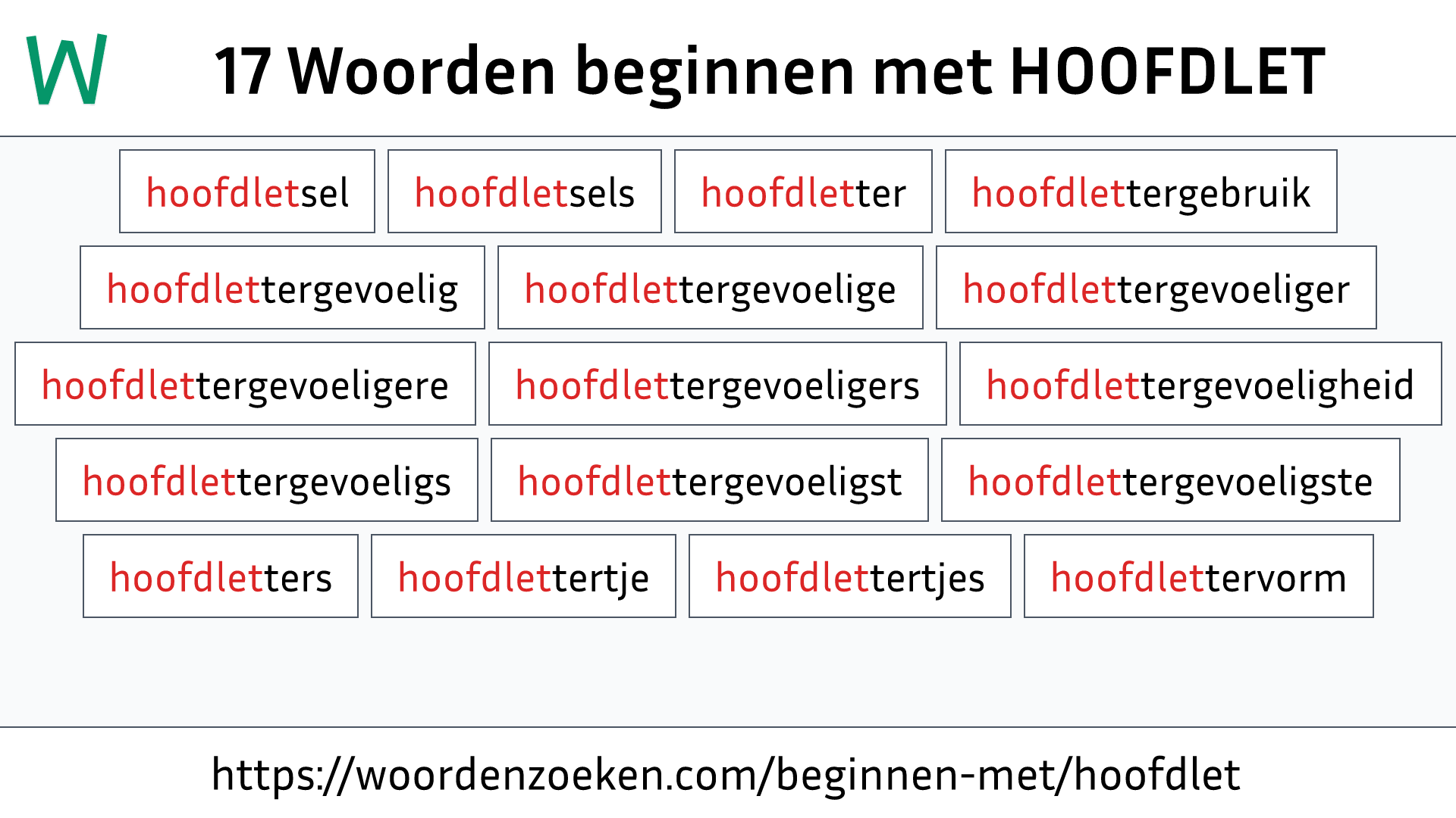 Woorden beginnen met HOOFDLET