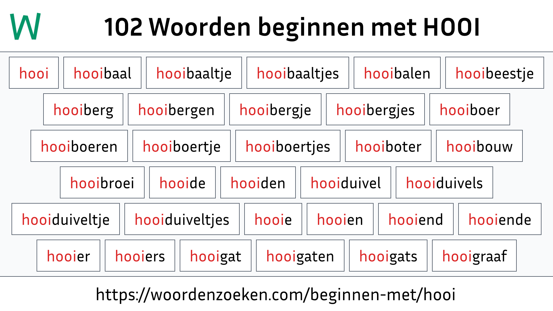 Woorden beginnen met HOOI