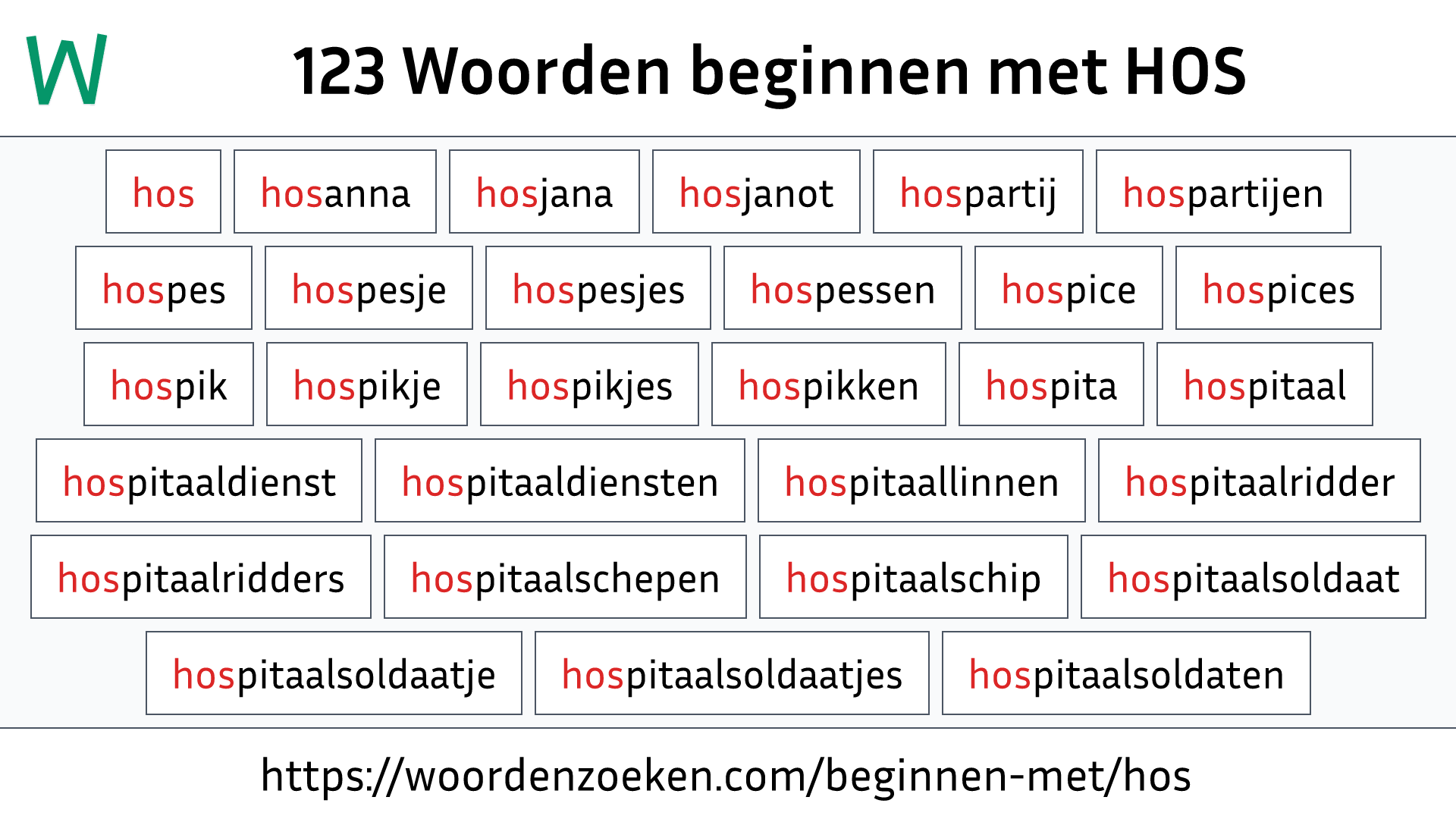 Woorden beginnen met HOS