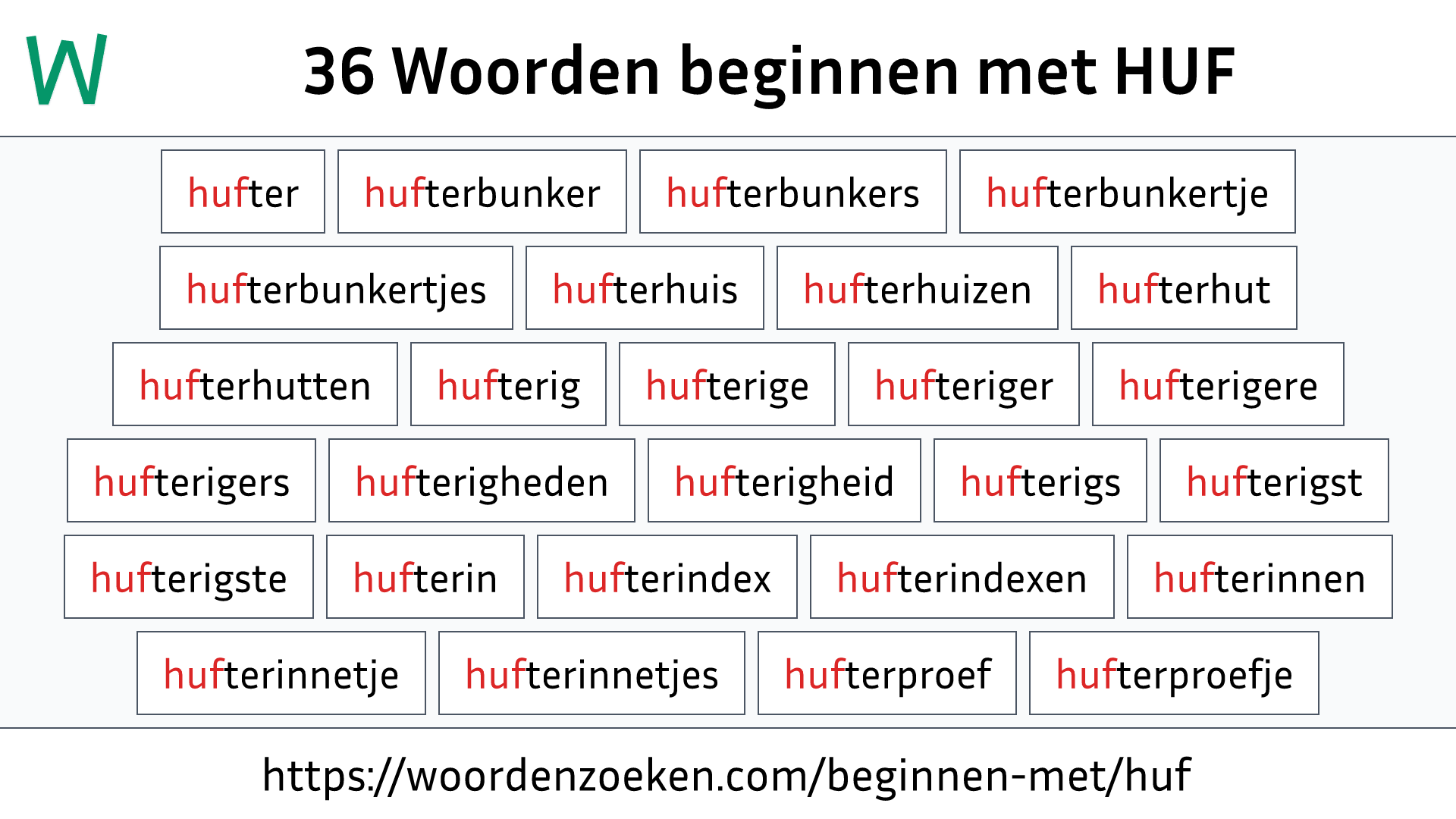 Woorden beginnen met HUF