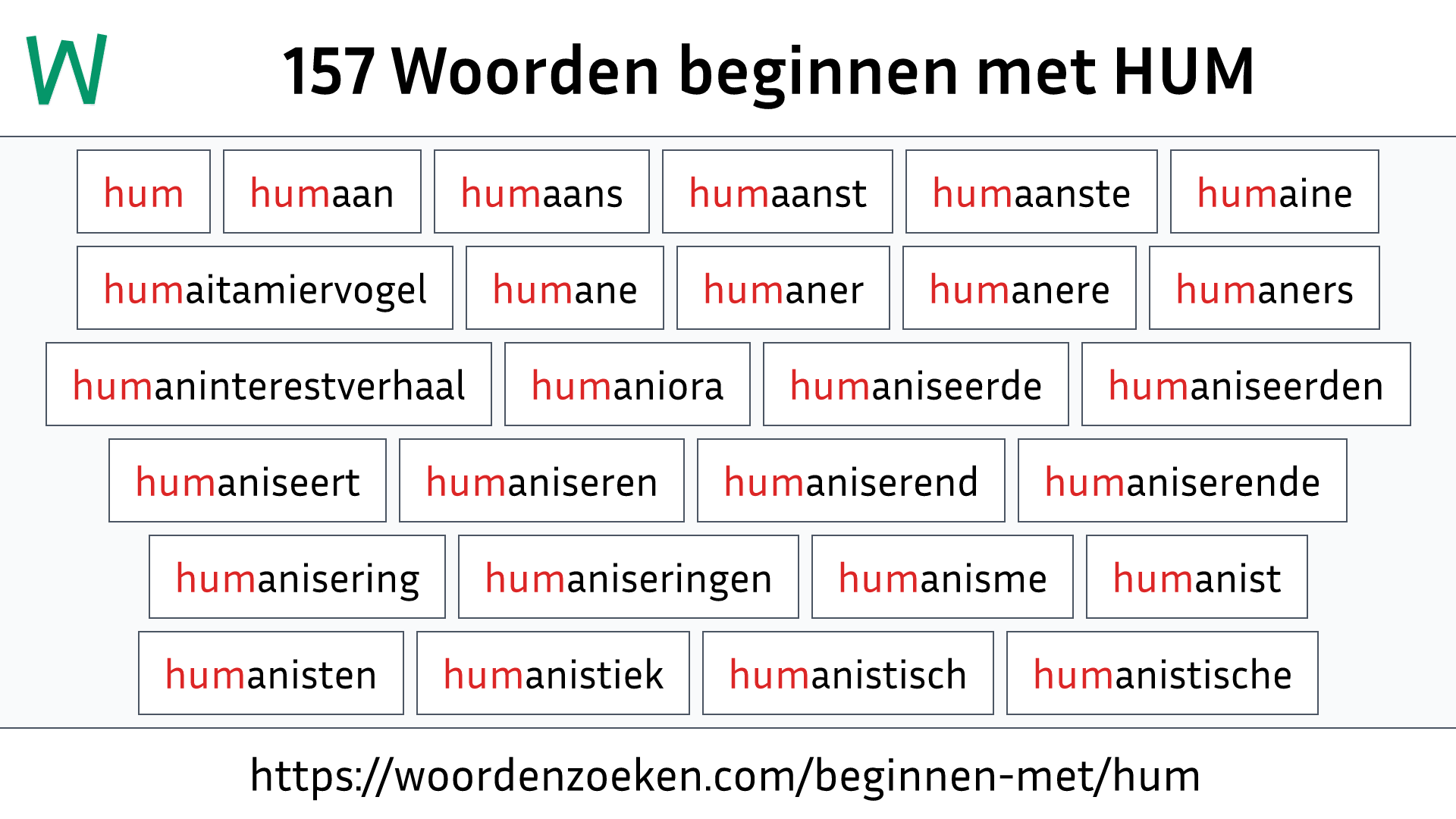 Woorden beginnen met HUM