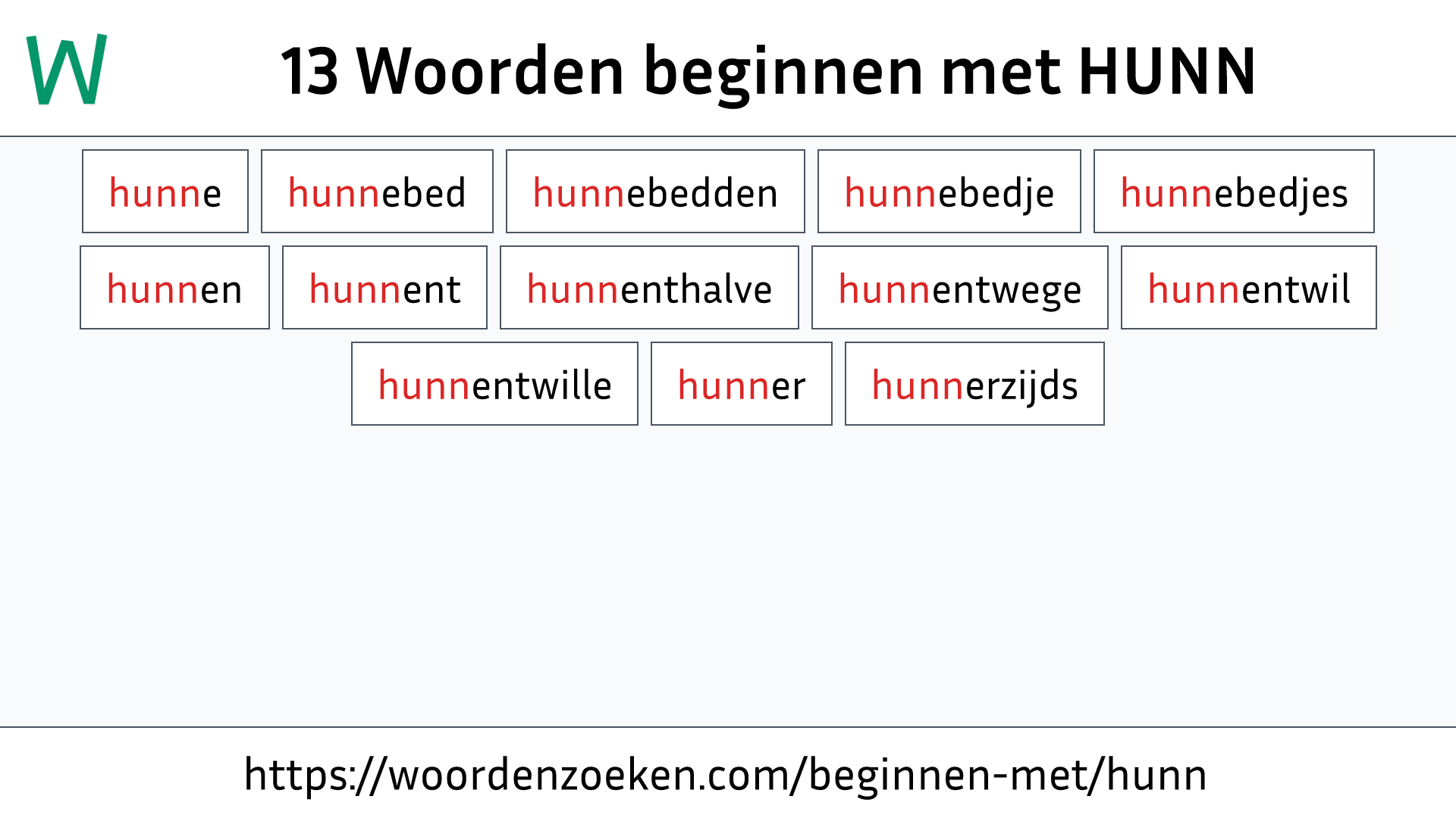Woorden beginnen met HUNN