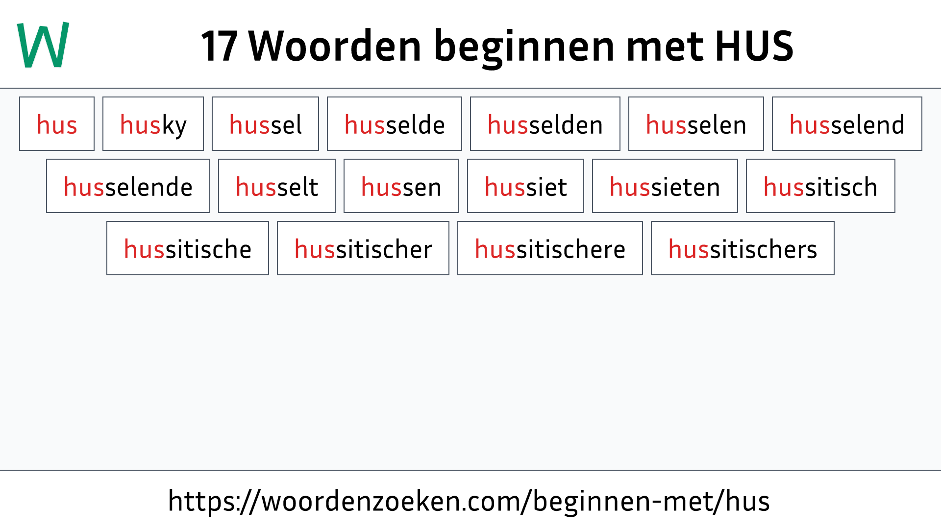 Woorden beginnen met HUS