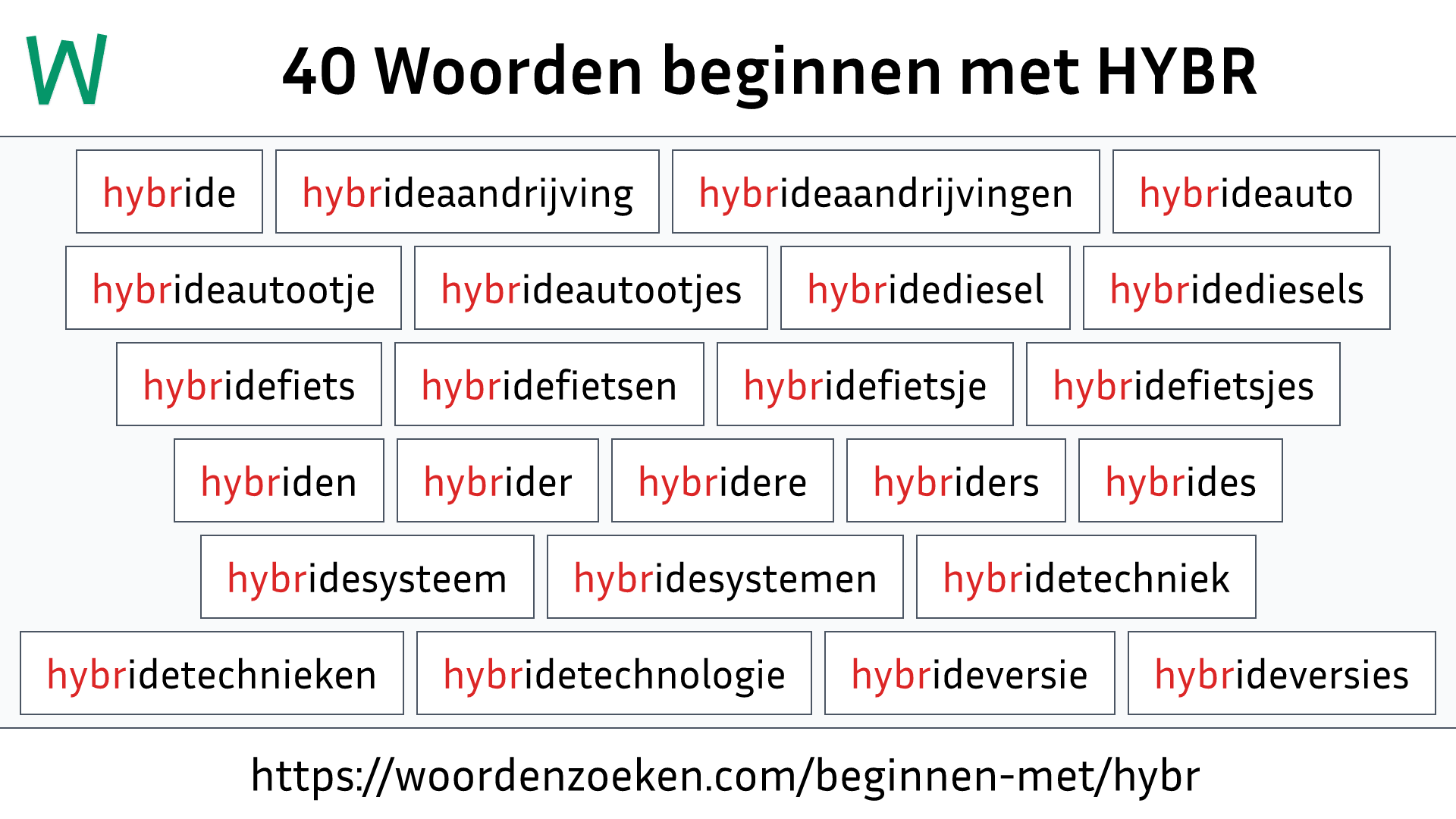 Woorden beginnen met HYBR