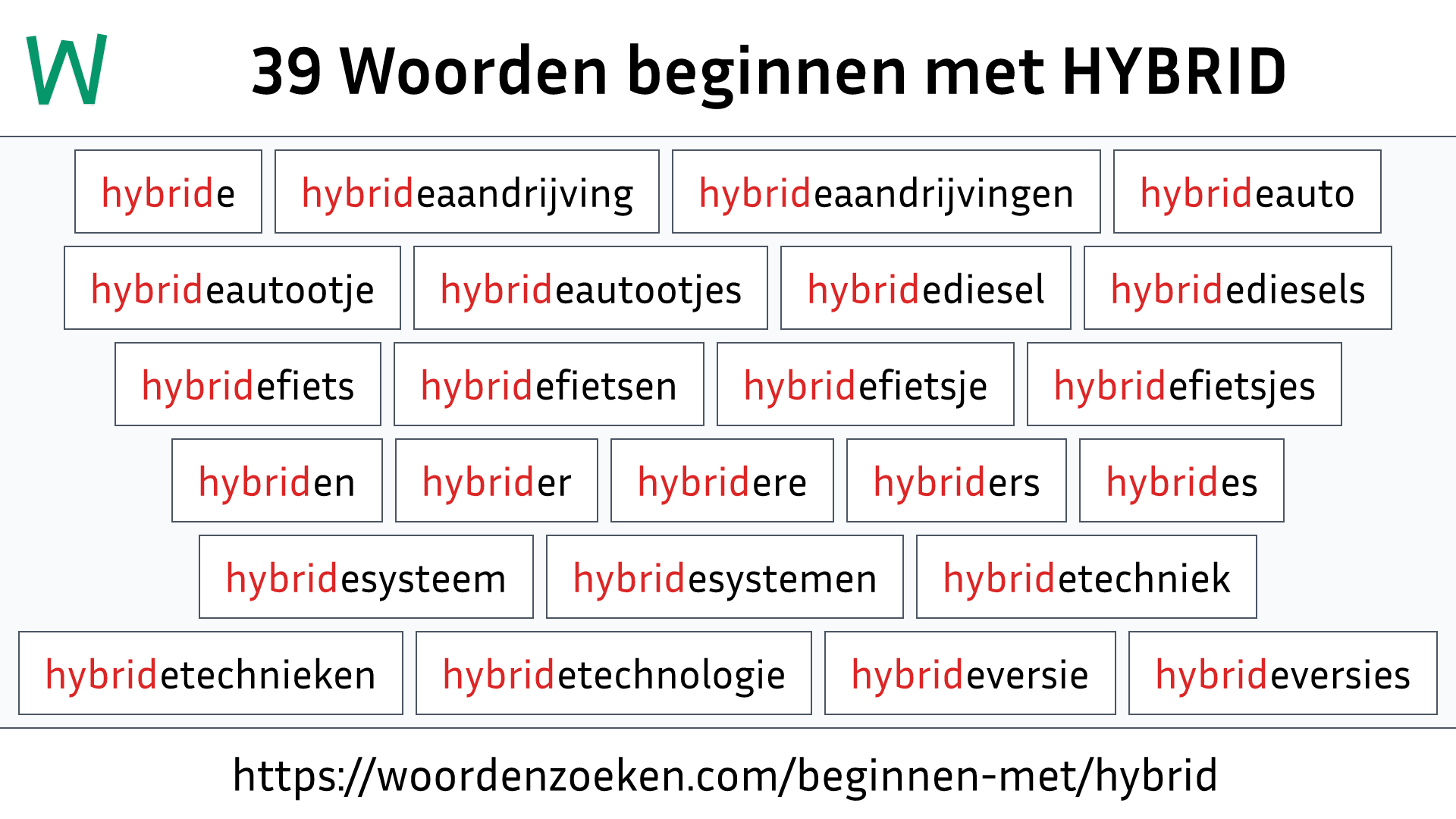 Woorden beginnen met HYBRID