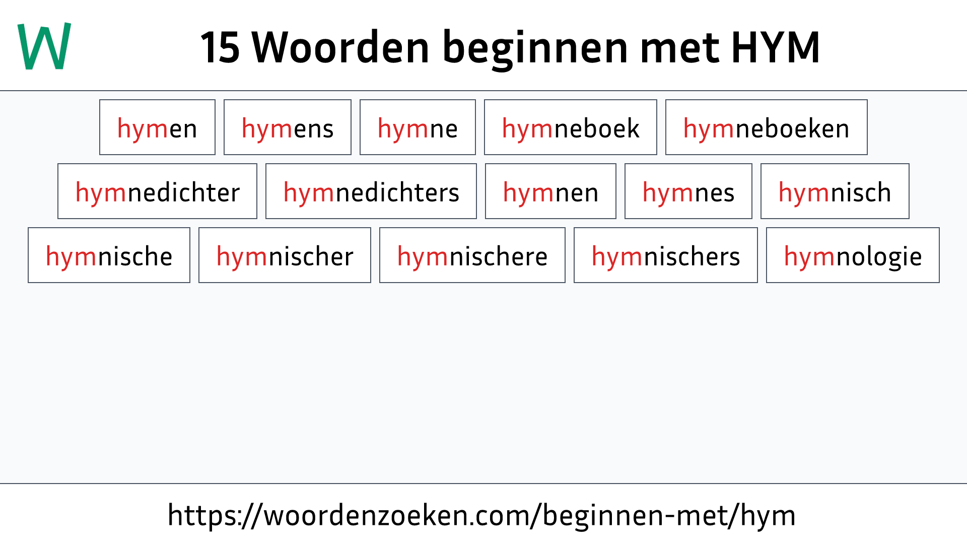 Woorden beginnen met HYM