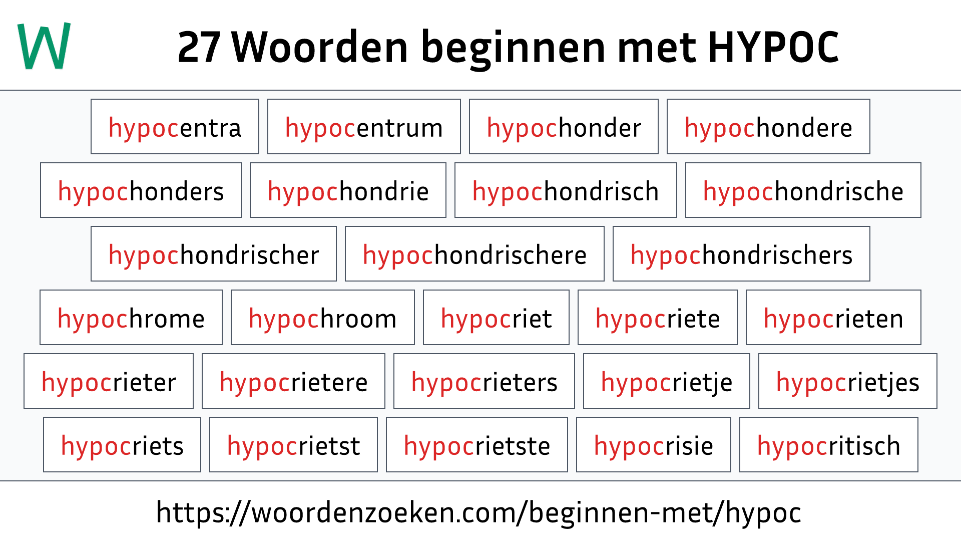 Woorden beginnen met HYPOC