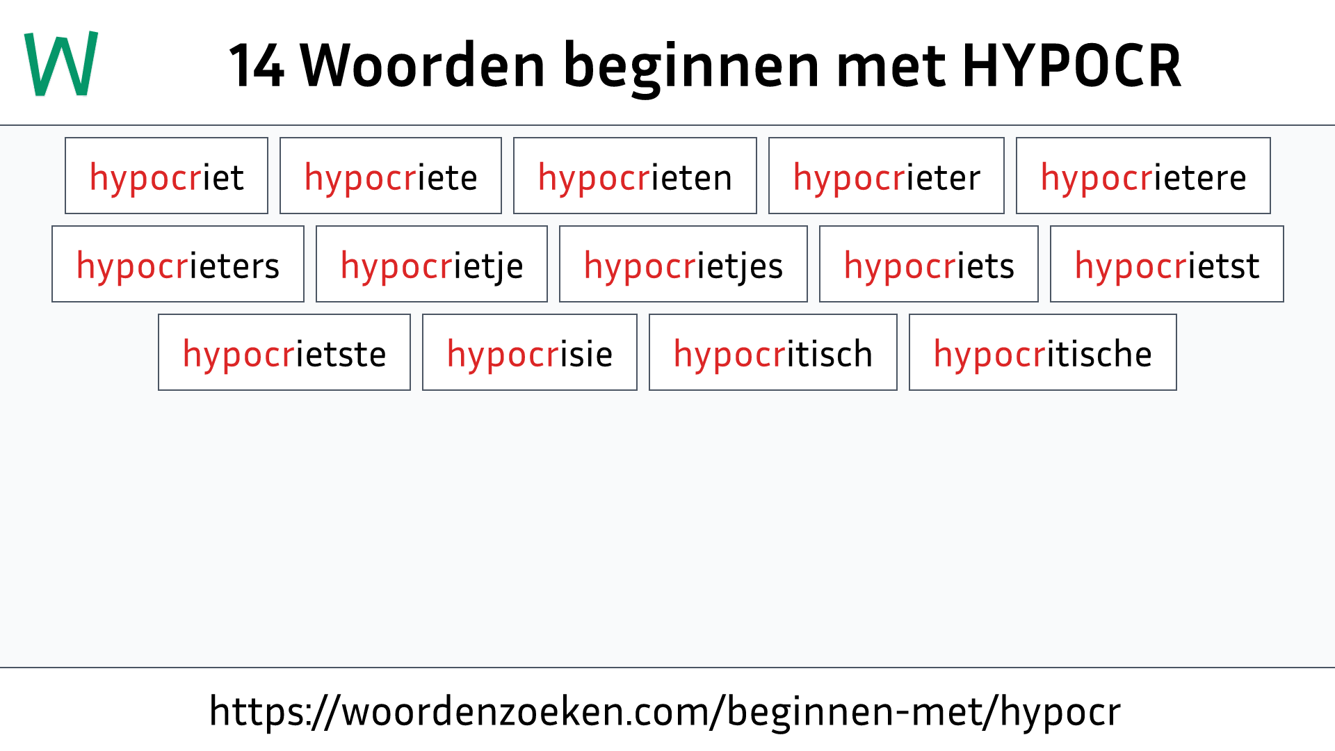 Woorden beginnen met HYPOCR
