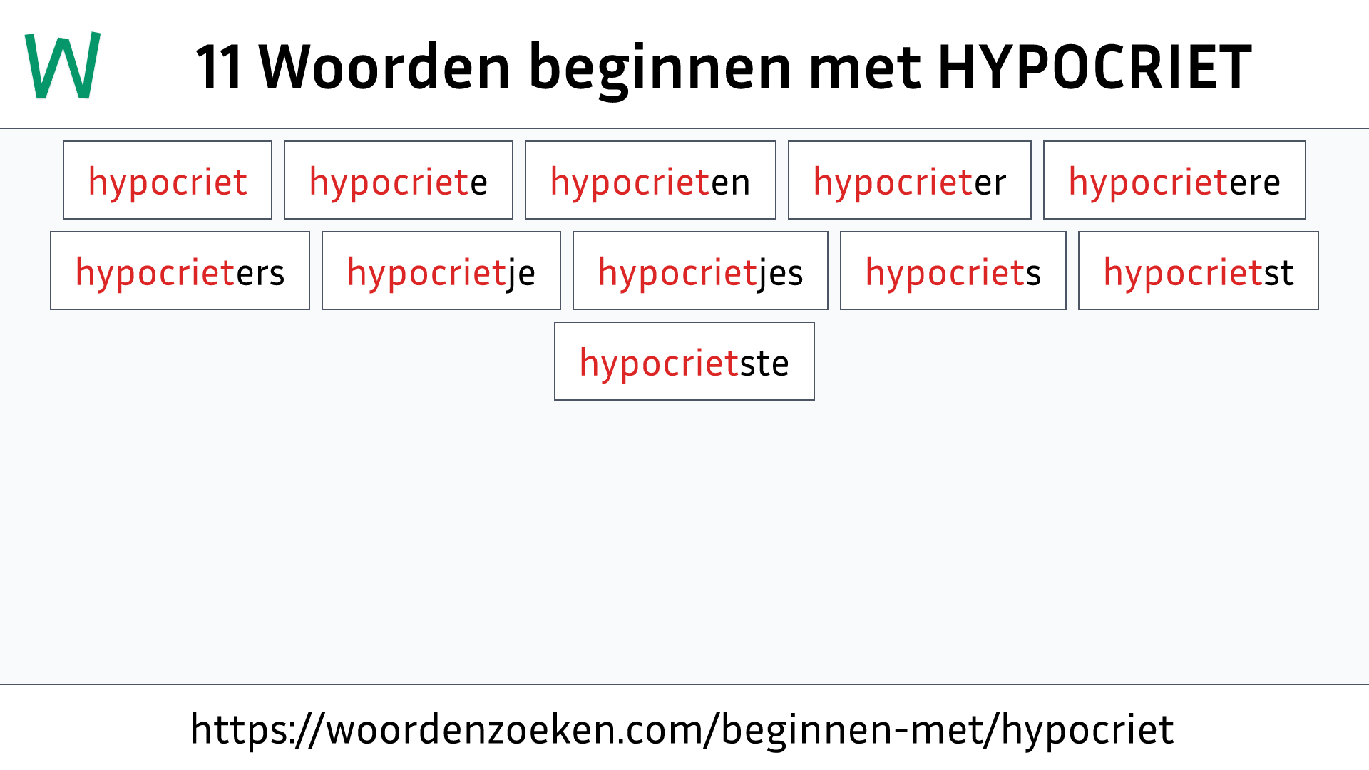 Woorden beginnen met HYPOCRIET