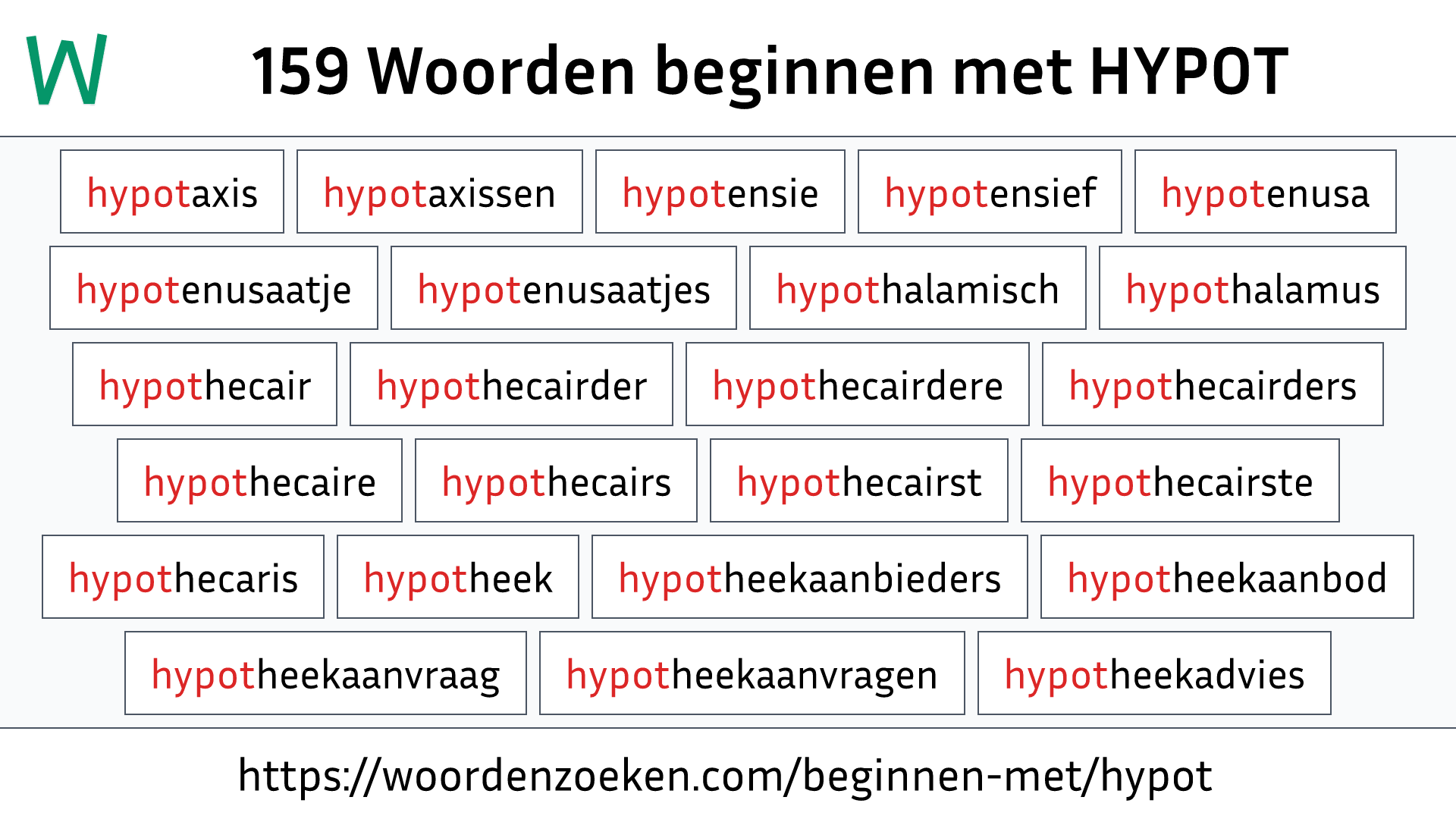 Woorden beginnen met HYPOT