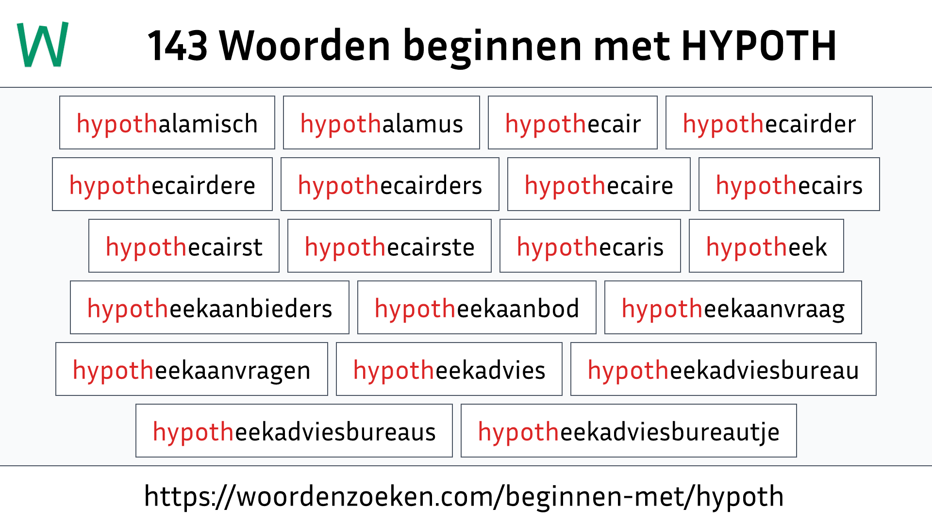 Woorden beginnen met HYPOTH