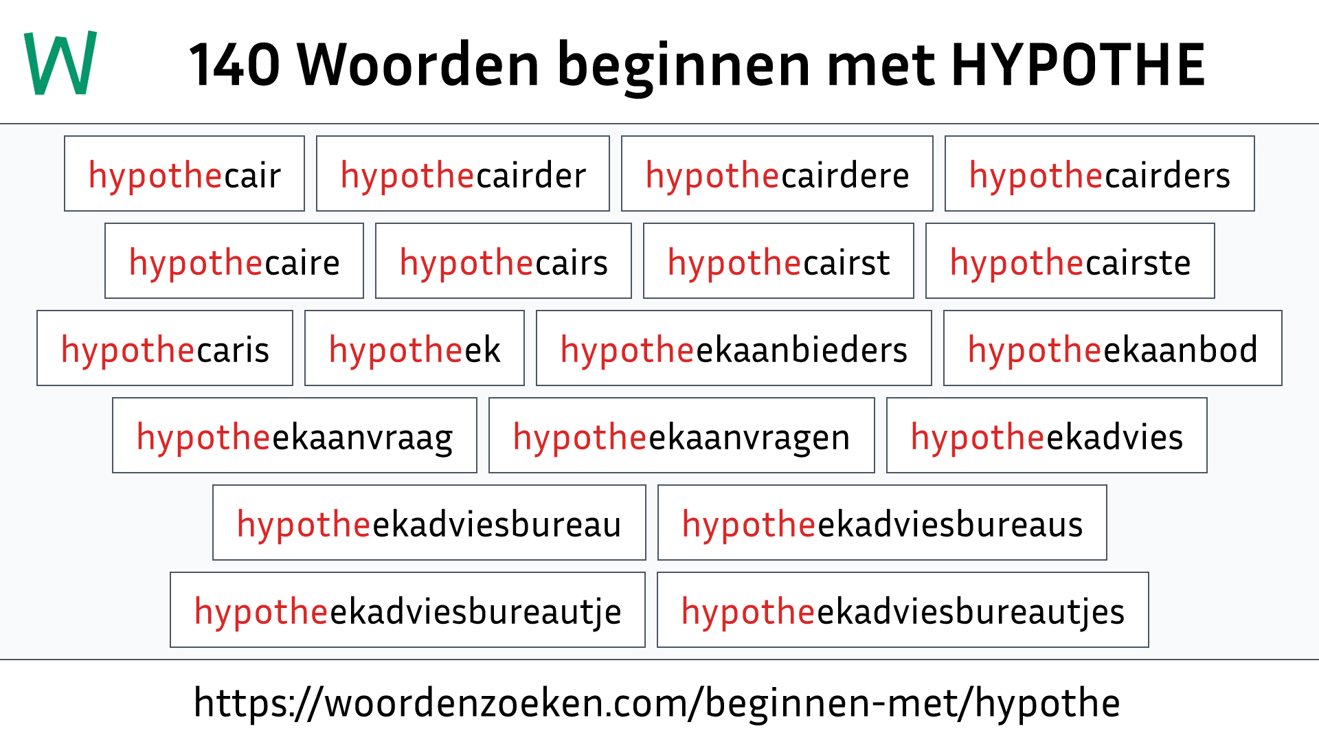 Woorden beginnen met HYPOTHE