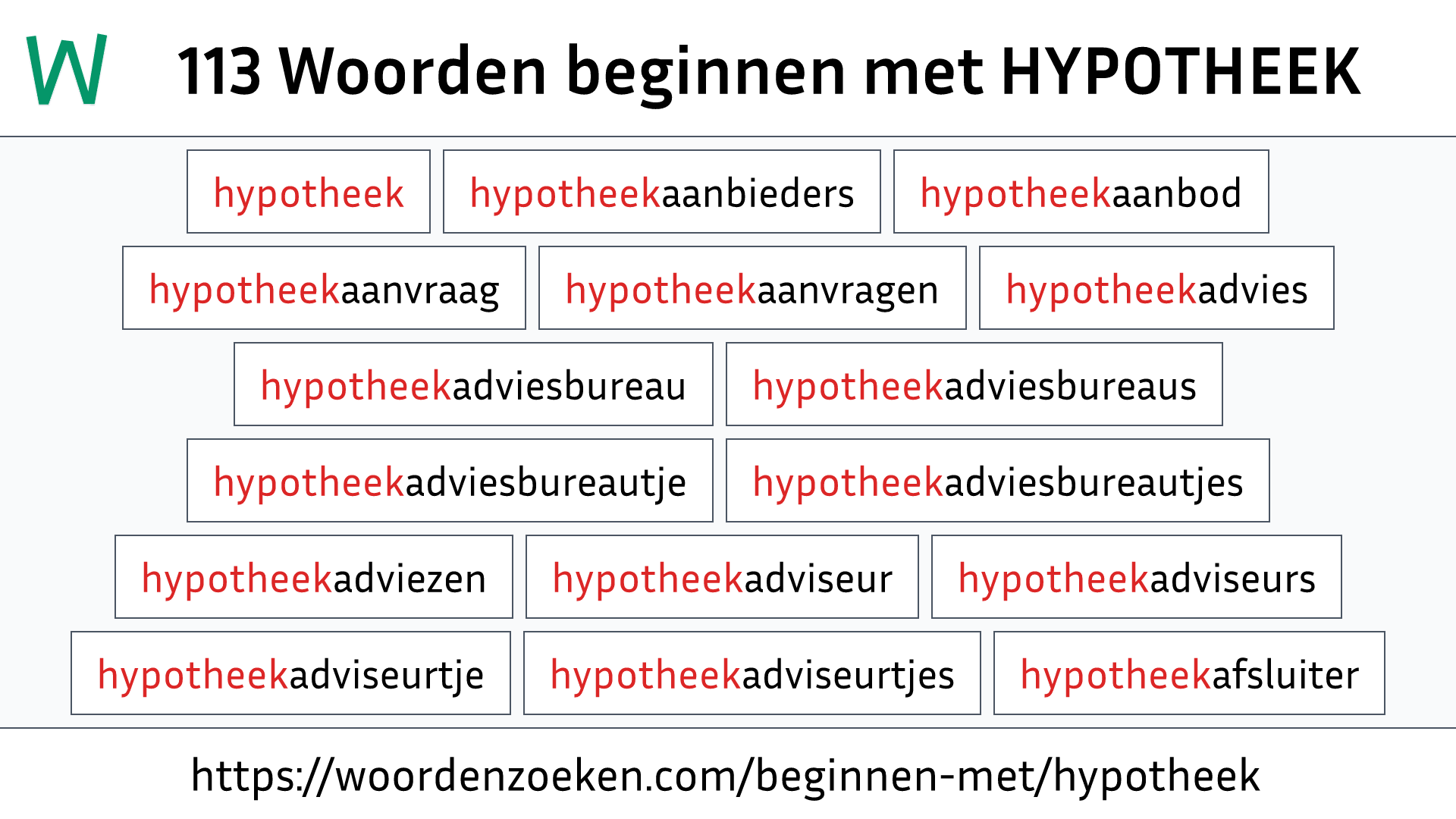 Woorden beginnen met HYPOTHEEK