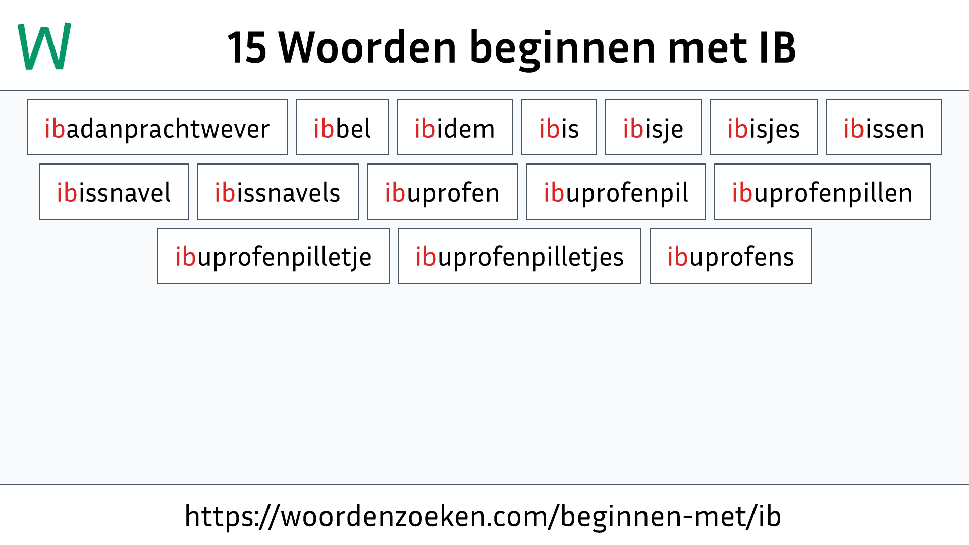 Woorden beginnen met IB