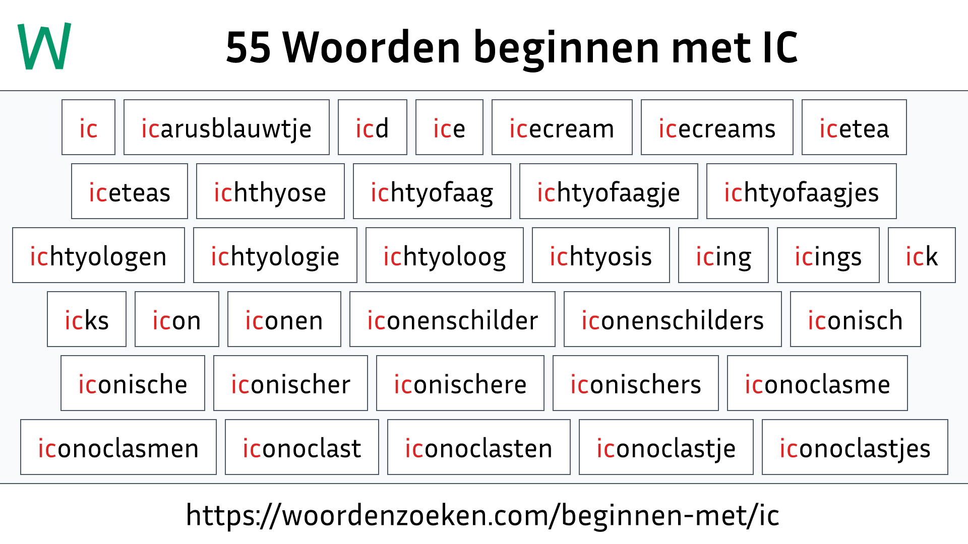 Woorden beginnen met IC