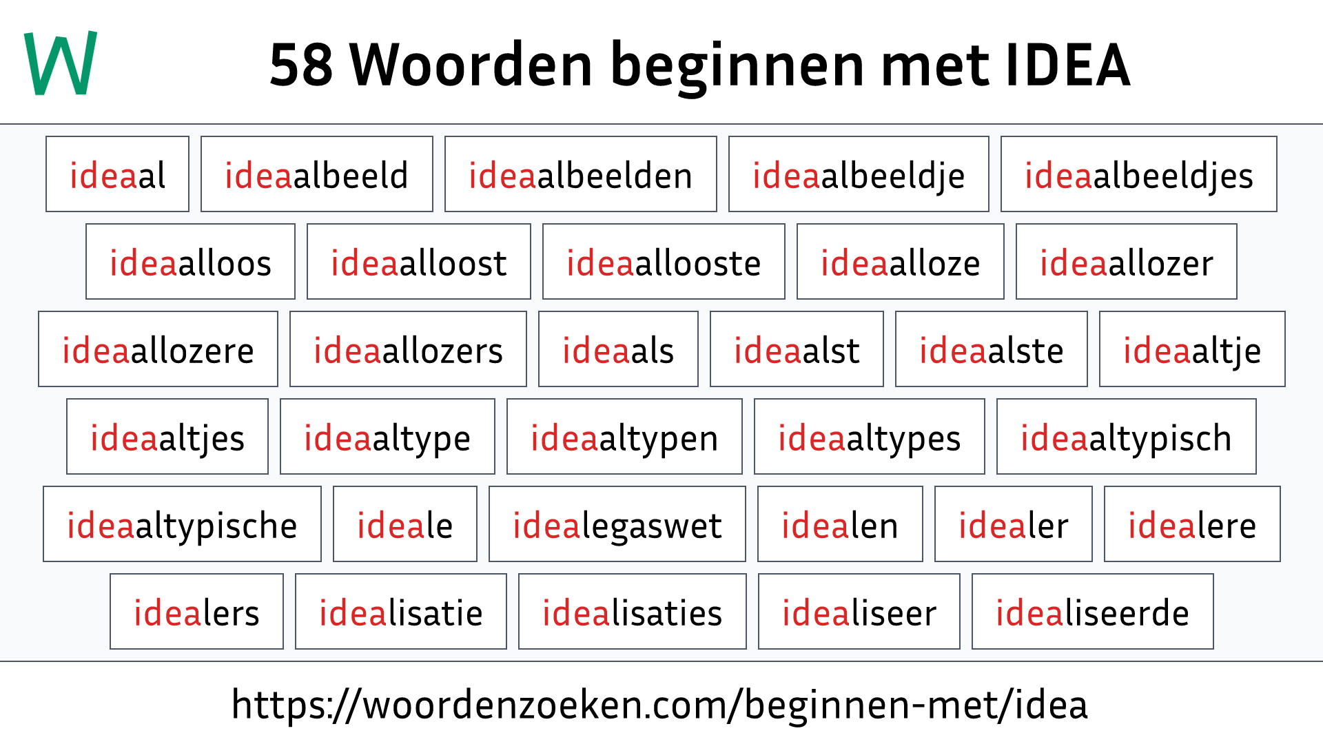 Woorden beginnen met IDEA