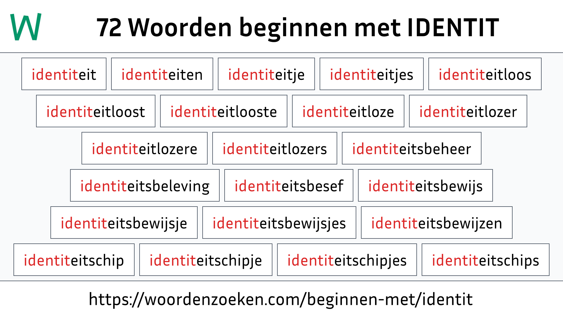 Woorden beginnen met IDENTIT