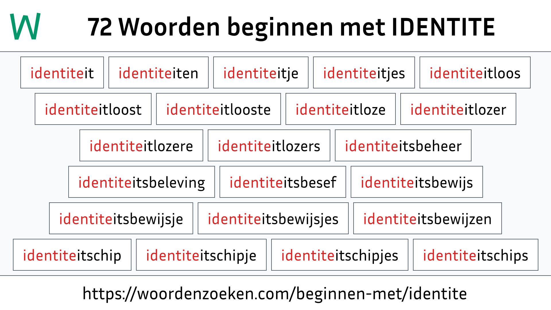 Woorden beginnen met IDENTITE