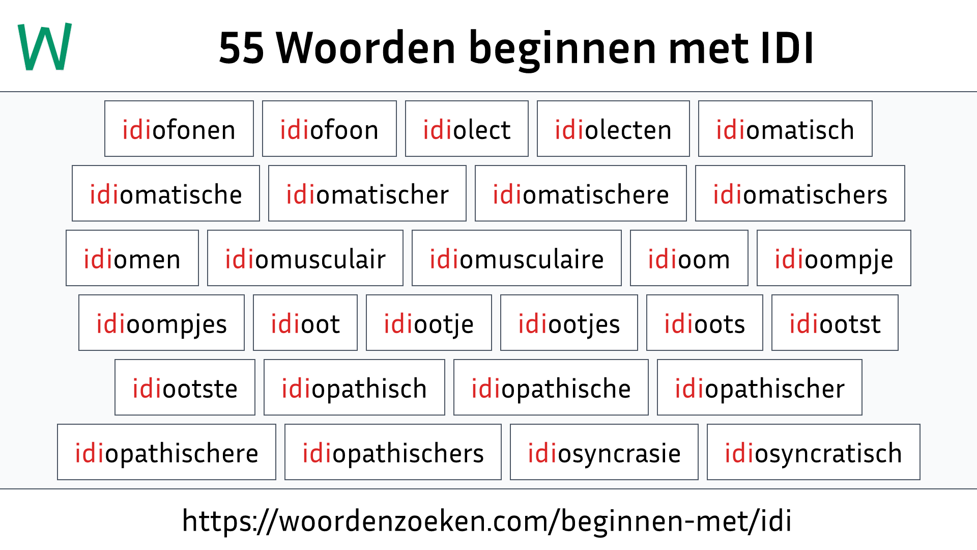 Woorden beginnen met IDI