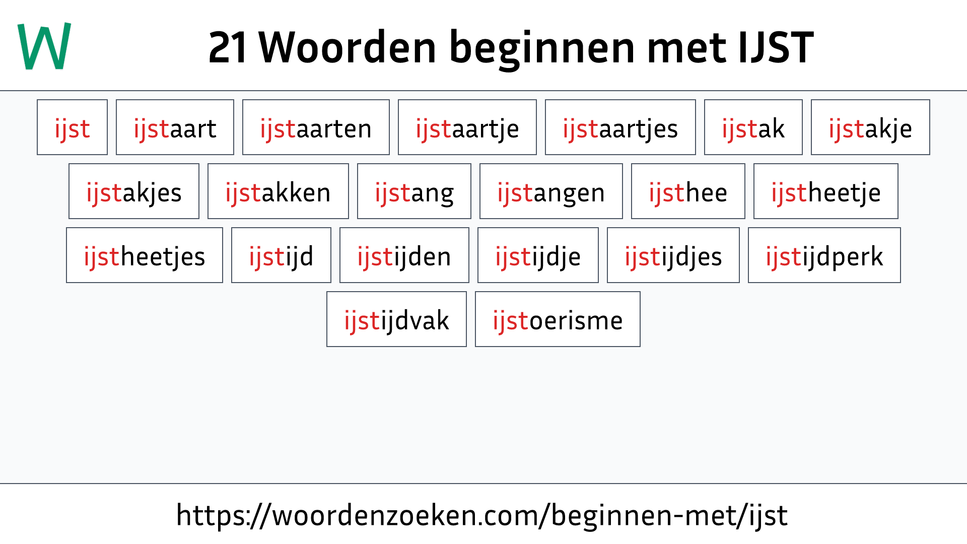 Woorden beginnen met IJST