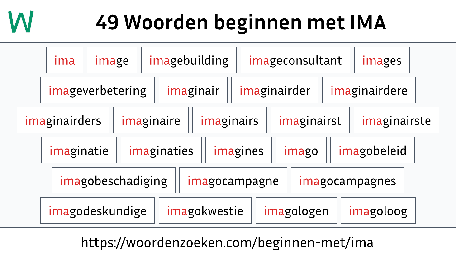 Woorden beginnen met IMA