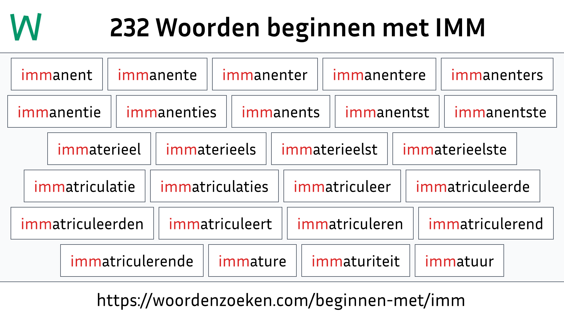 Woorden beginnen met IMM