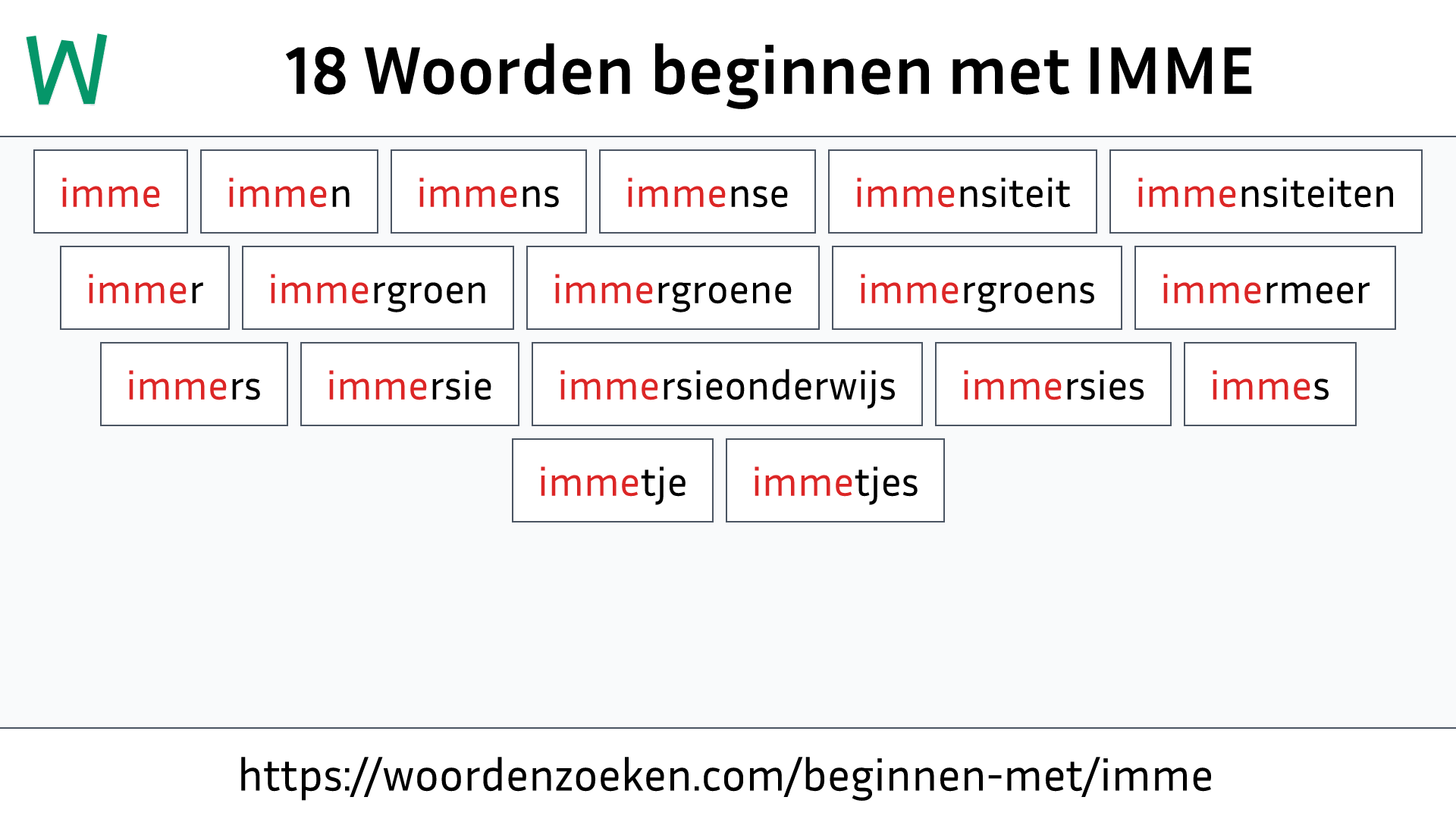 Woorden beginnen met IMME