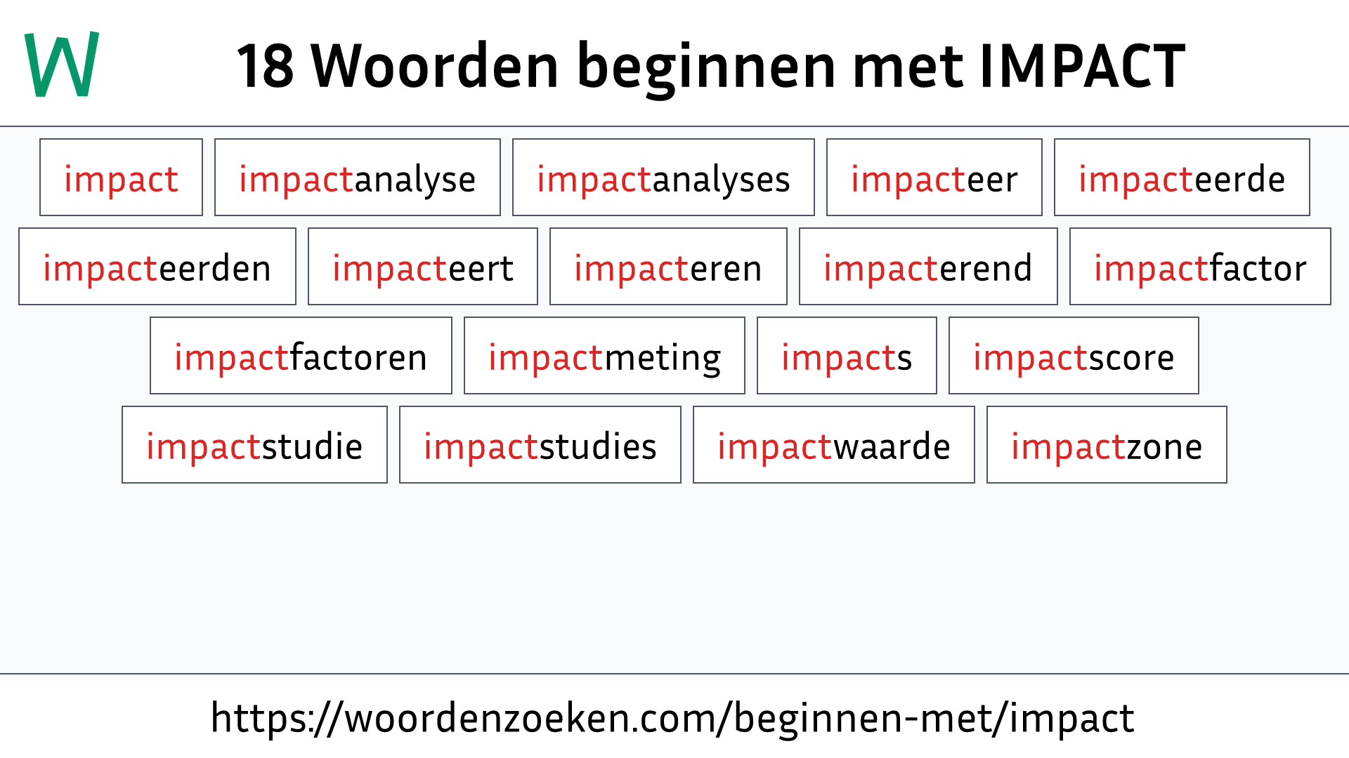 Woorden beginnen met IMPACT