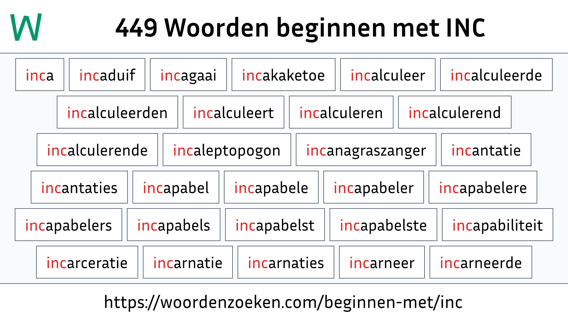 Woorden beginnen met INC