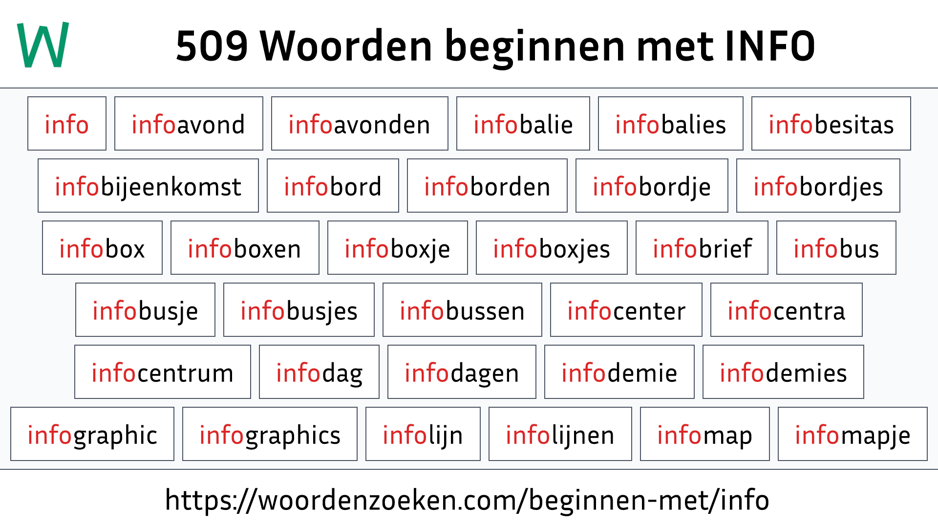 Woorden beginnen met INFO