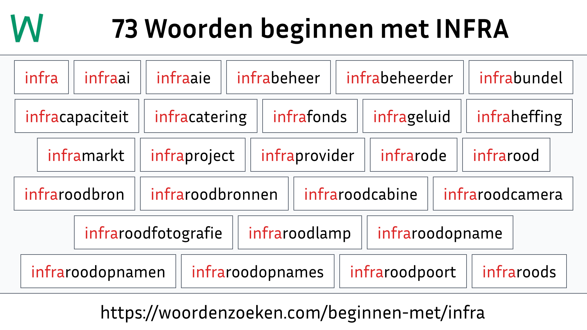 Woorden beginnen met INFRA