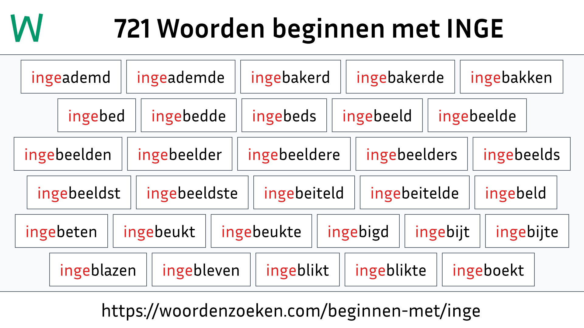 Woorden beginnen met INGE