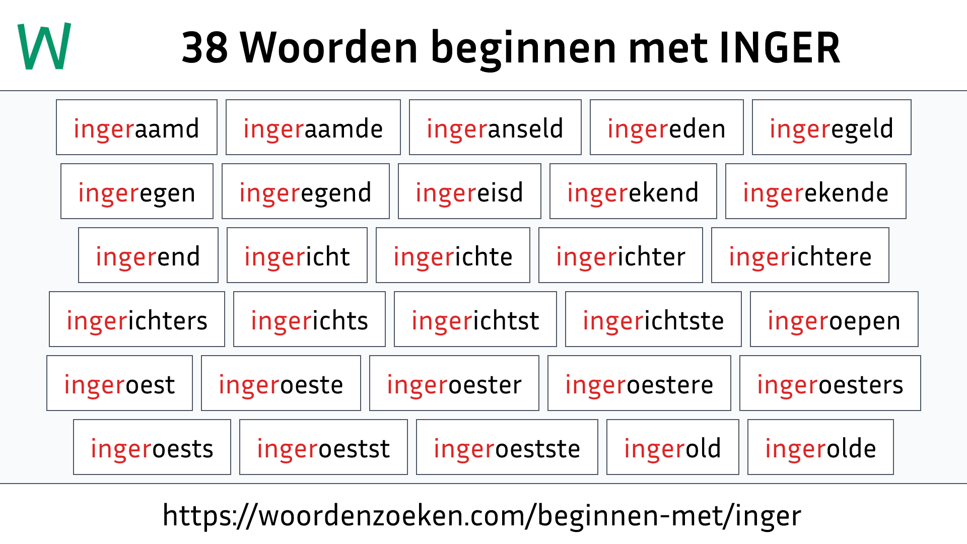 Woorden beginnen met INGER