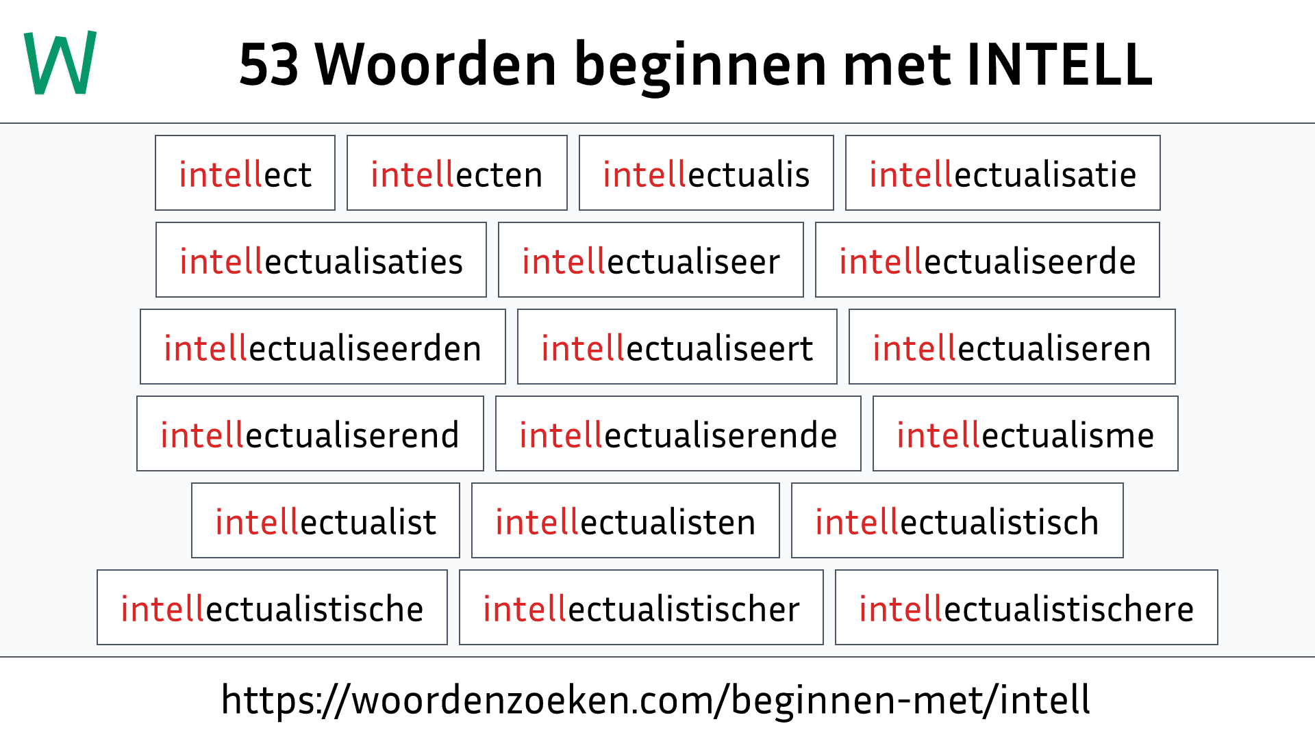 Woorden beginnen met INTELL
