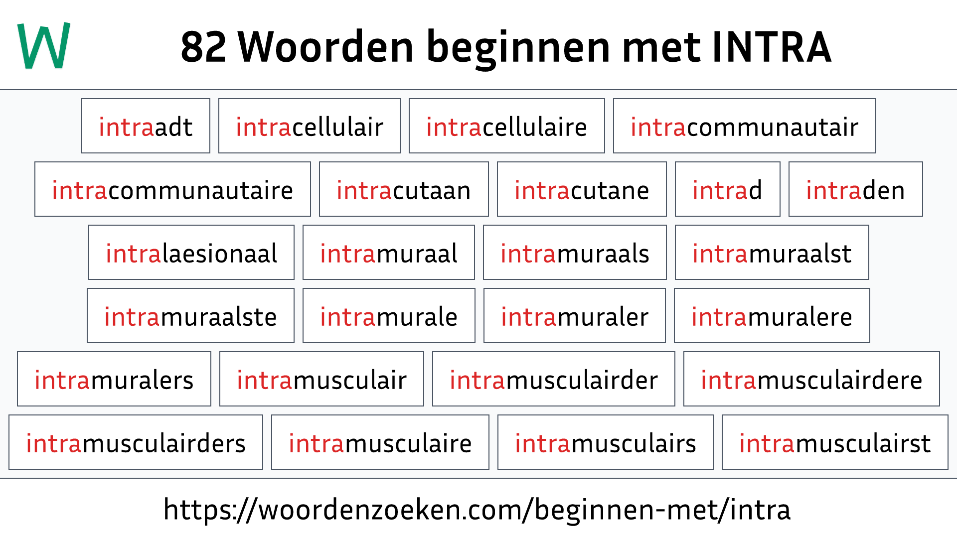 Woorden beginnen met INTRA