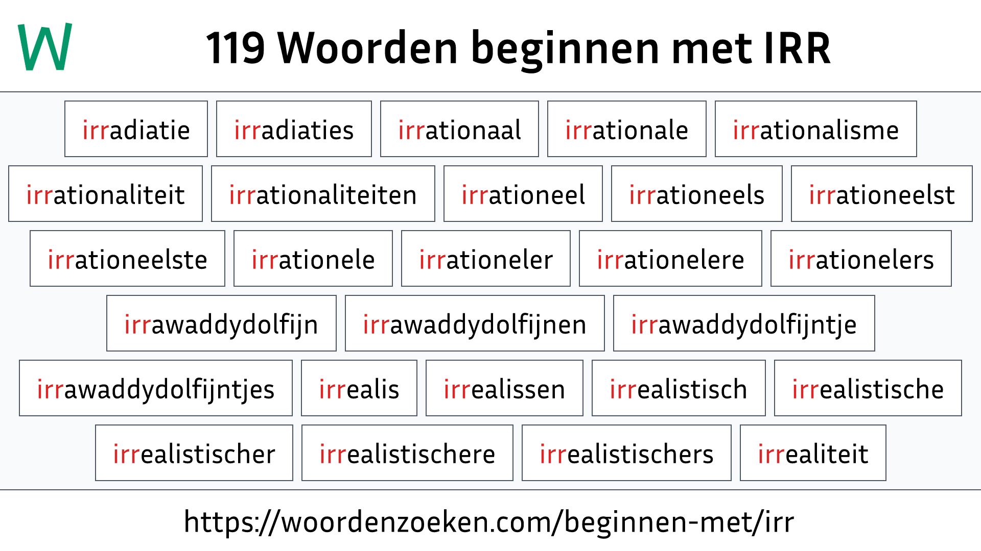 Woorden beginnen met IRR