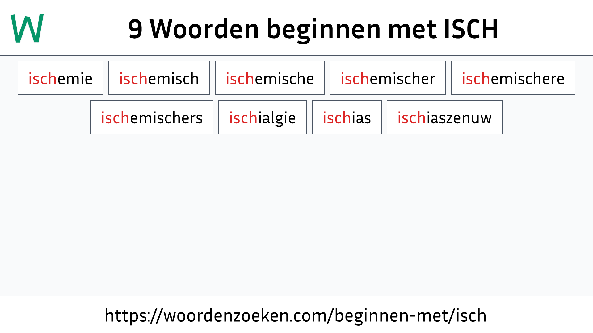 Woorden beginnen met ISCH