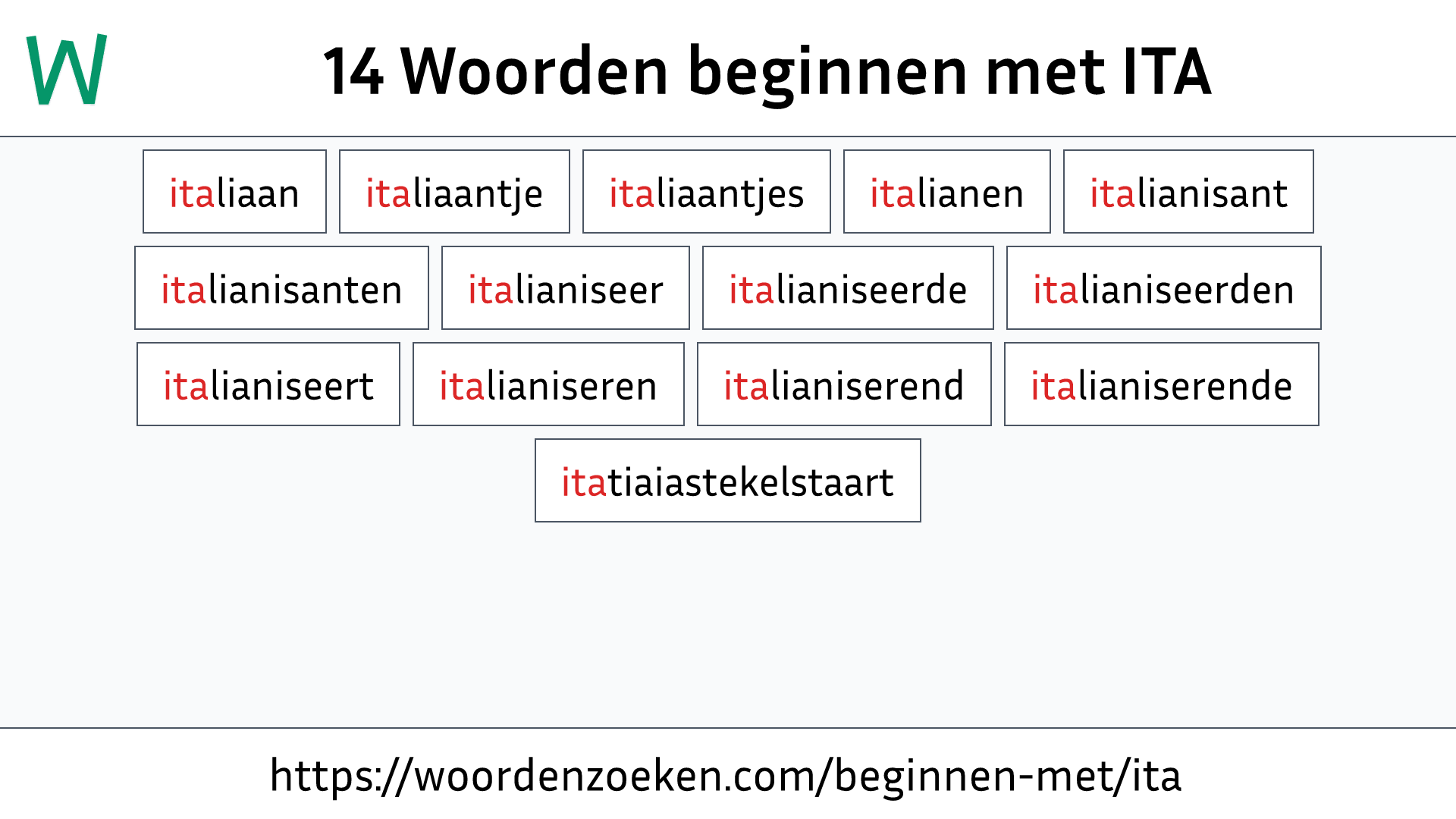 Woorden beginnen met ITA