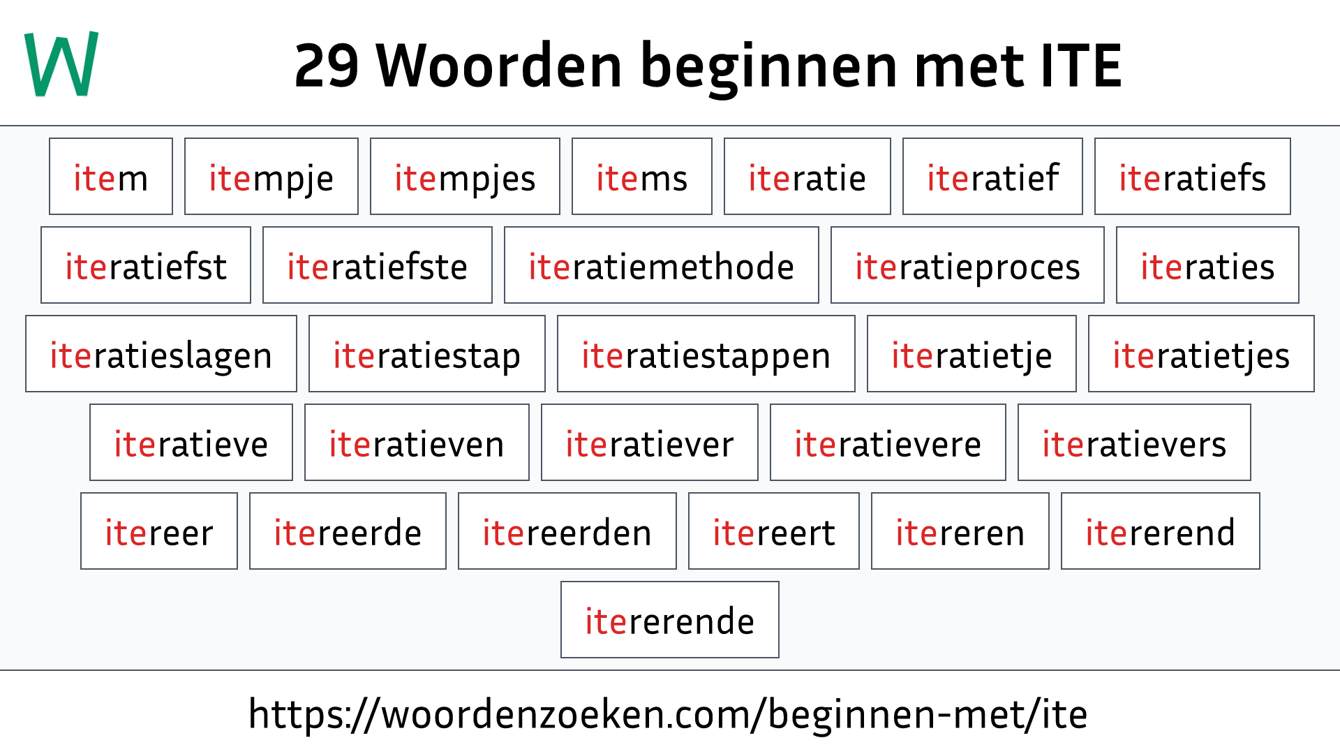 Woorden beginnen met ITE