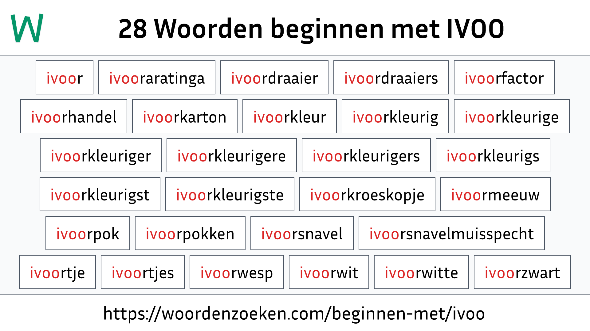 Woorden beginnen met IVOO