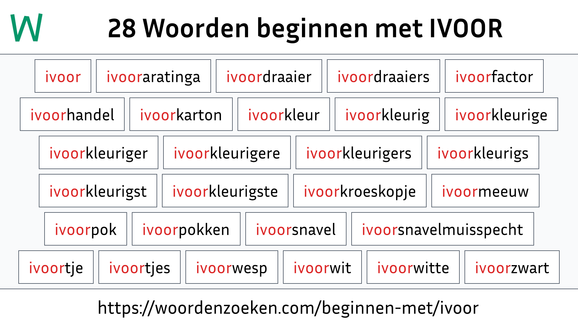 Woorden beginnen met IVOOR